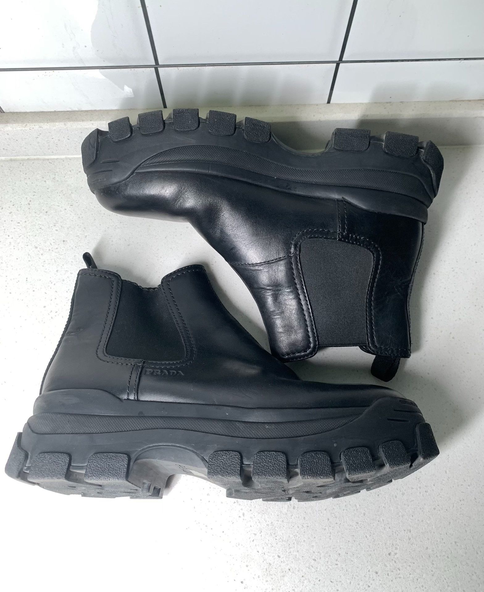 Prada Prada Platform Embossed Logo High-Top Boots Size US 7 / IT 37 - 3 Thumbnail