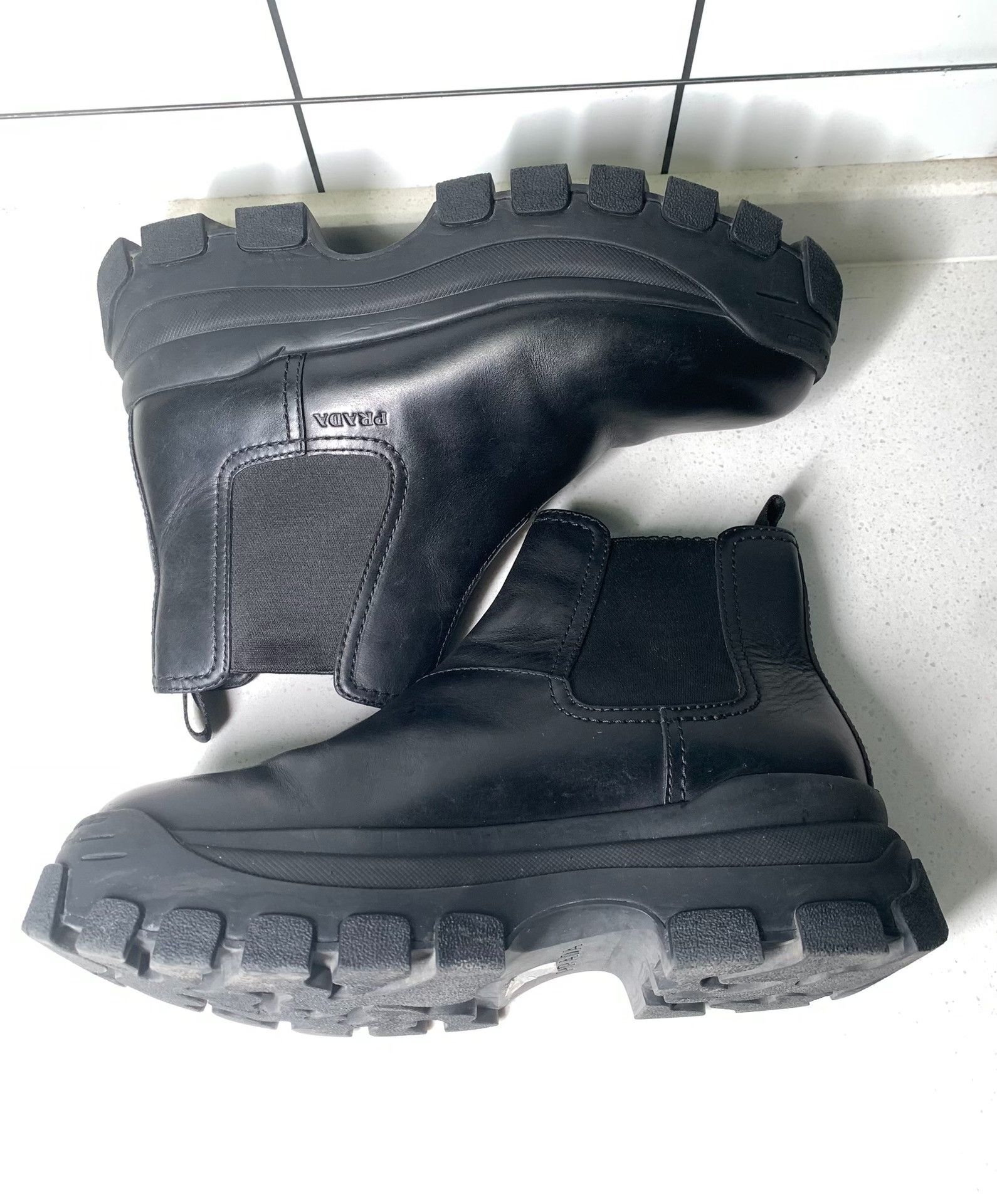 Prada Prada Platform Embossed Logo High-Top Boots Size US 7 / IT 37 - 4 Thumbnail