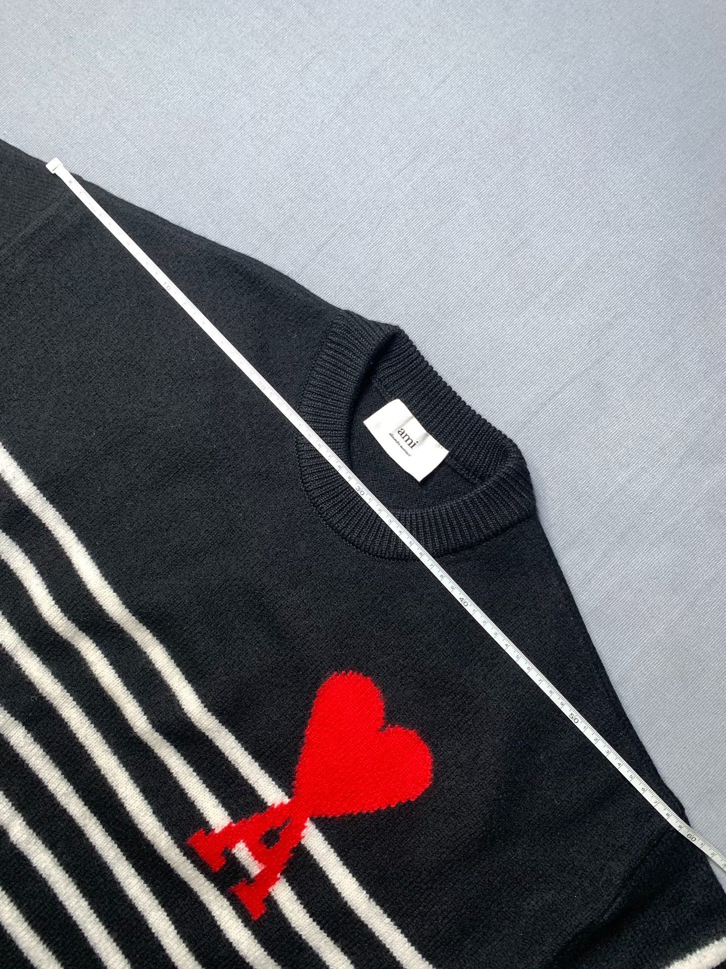 AMI AMI PARIS Striped Red Heart Wool Sweater Size US S / EU 44-46 / 1 - 7 Thumbnail