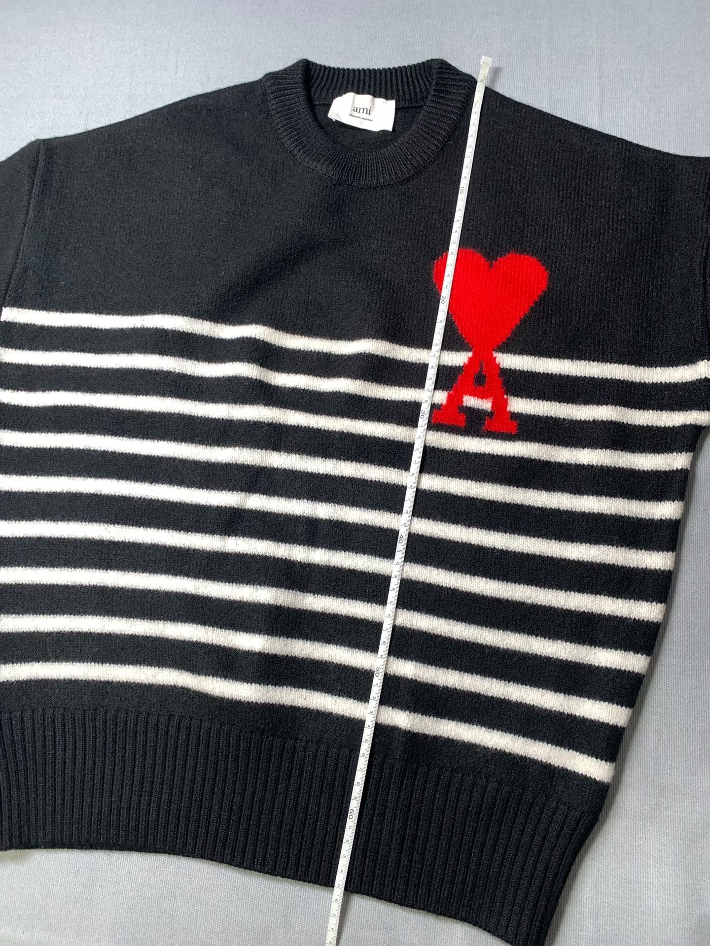 AMI AMI PARIS Striped Red Heart Wool Sweater Size US S / EU 44-46 / 1 - 9 Thumbnail