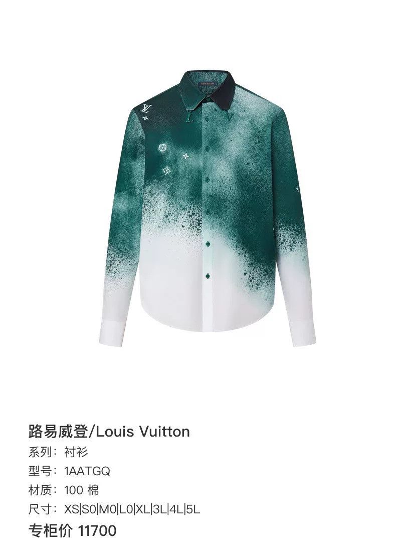 Louis Vuitton LV Green Ink Wash Gradient Long-Sleeve Shirt Size US L / EU 52-54 / 3 - 6 Thumbnail