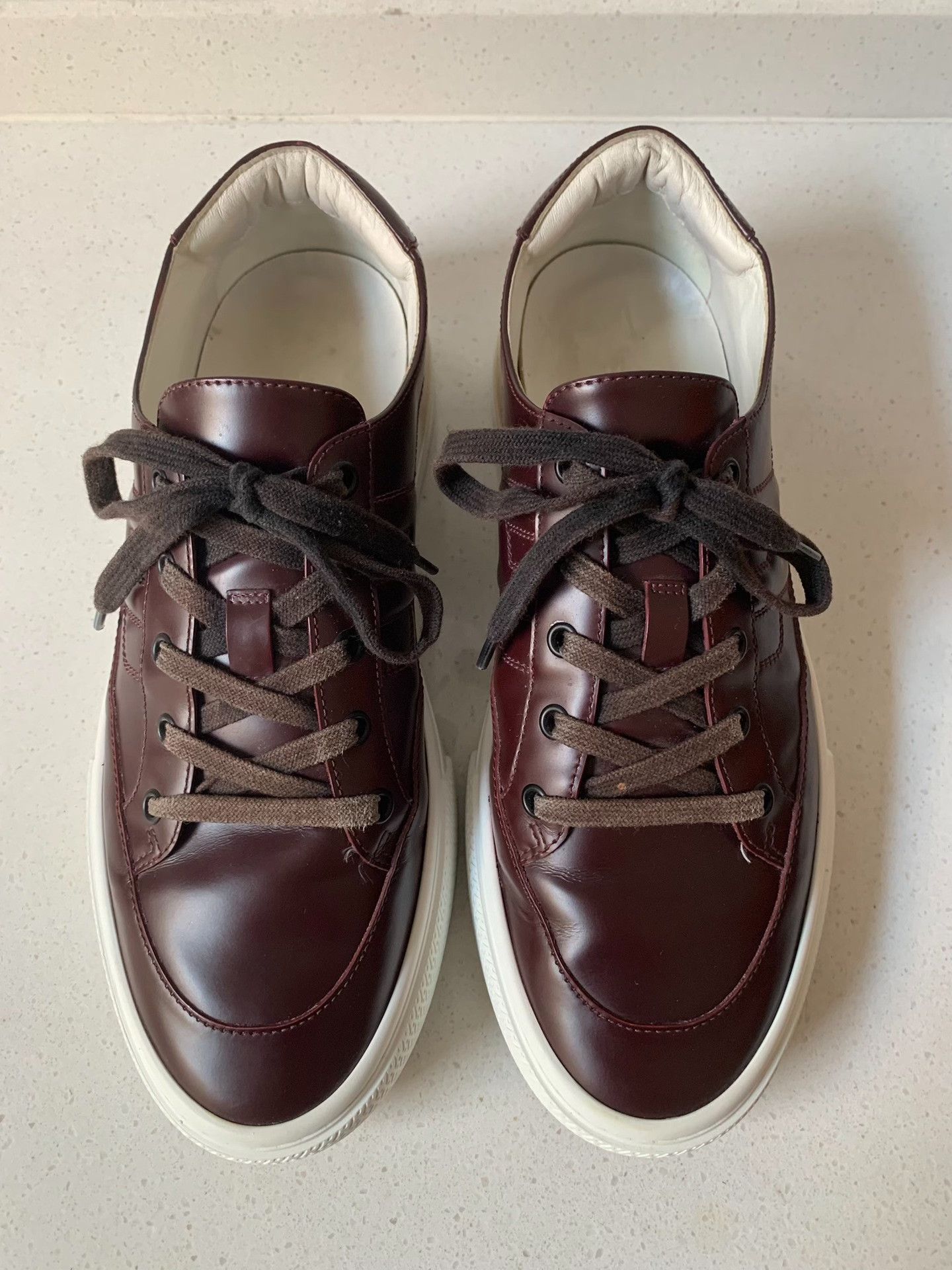 Hermes Hermes Burgundy H Leather Sneakers Size US 9 / EU 42 - 2 Thumbnail
