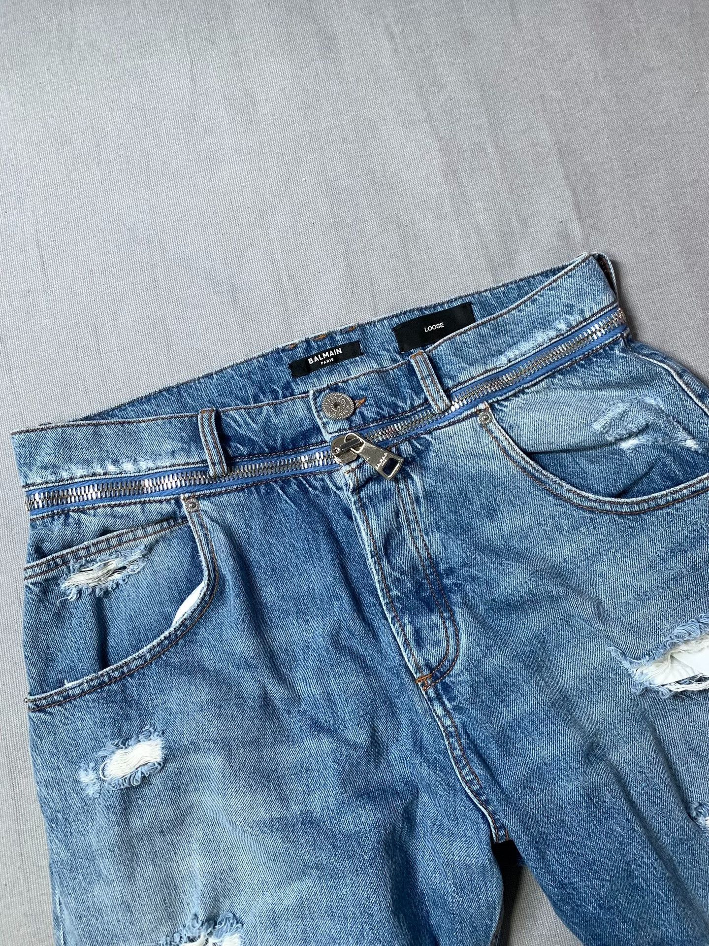 Balmain BALMAIN Distressed Wide-Leg Jeans Size US 31 - 4 Thumbnail