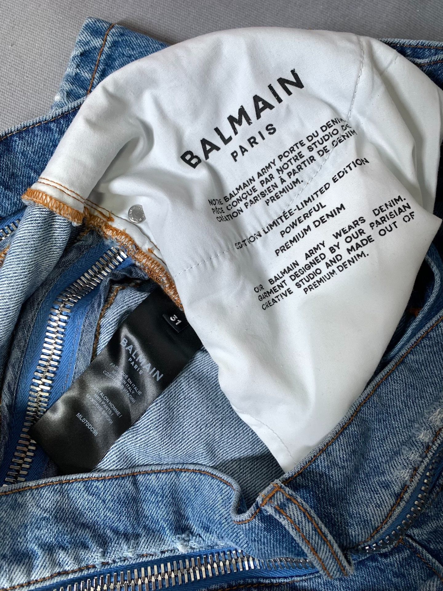 Balmain BALMAIN Distressed Wide-Leg Jeans Size US 31 - 6 Thumbnail