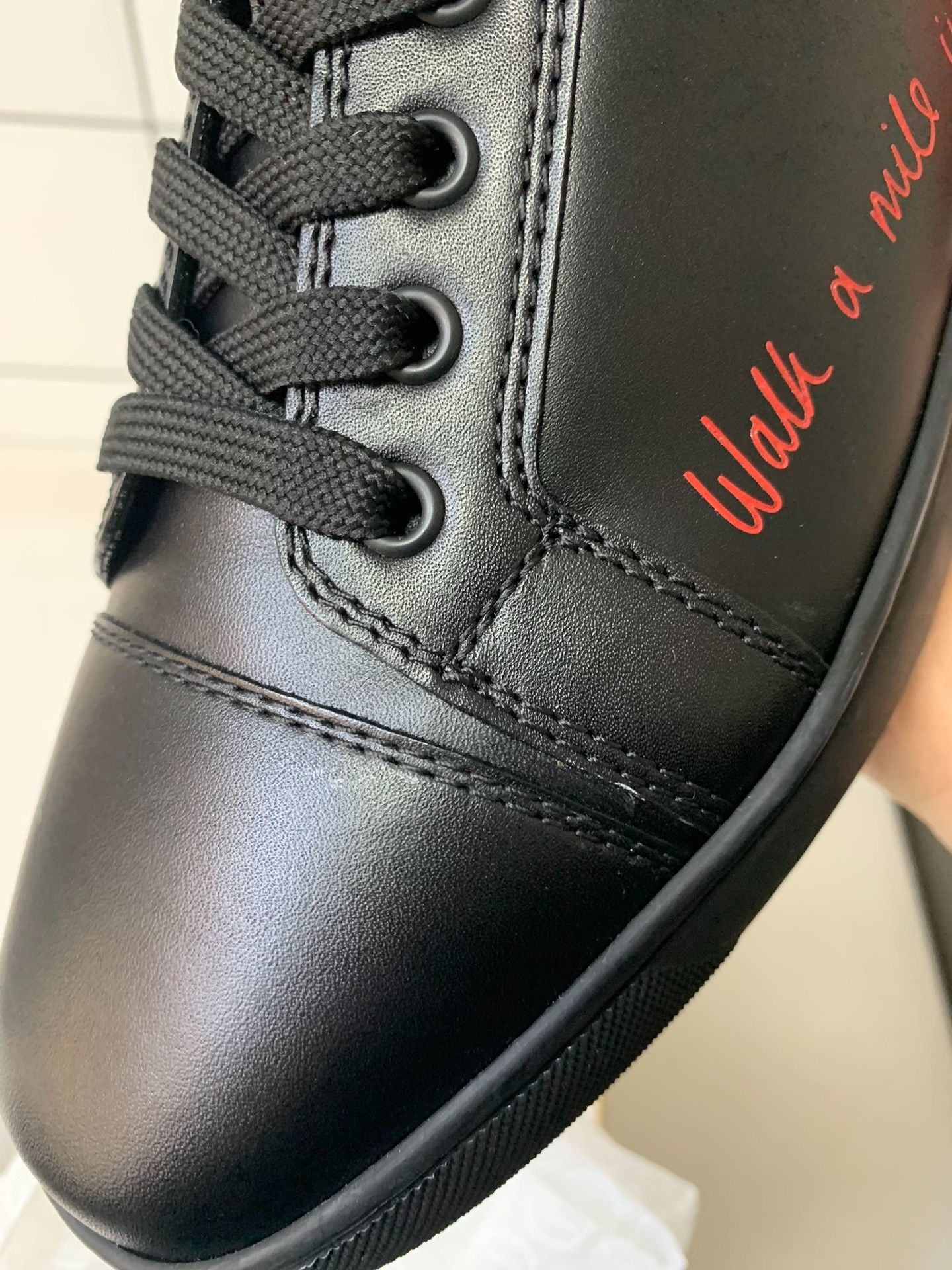 Christian Louboutin Christian Louboutin Leather Sneakers Red Lettering Size US 8 / EU 41 - 8 Thumbnail