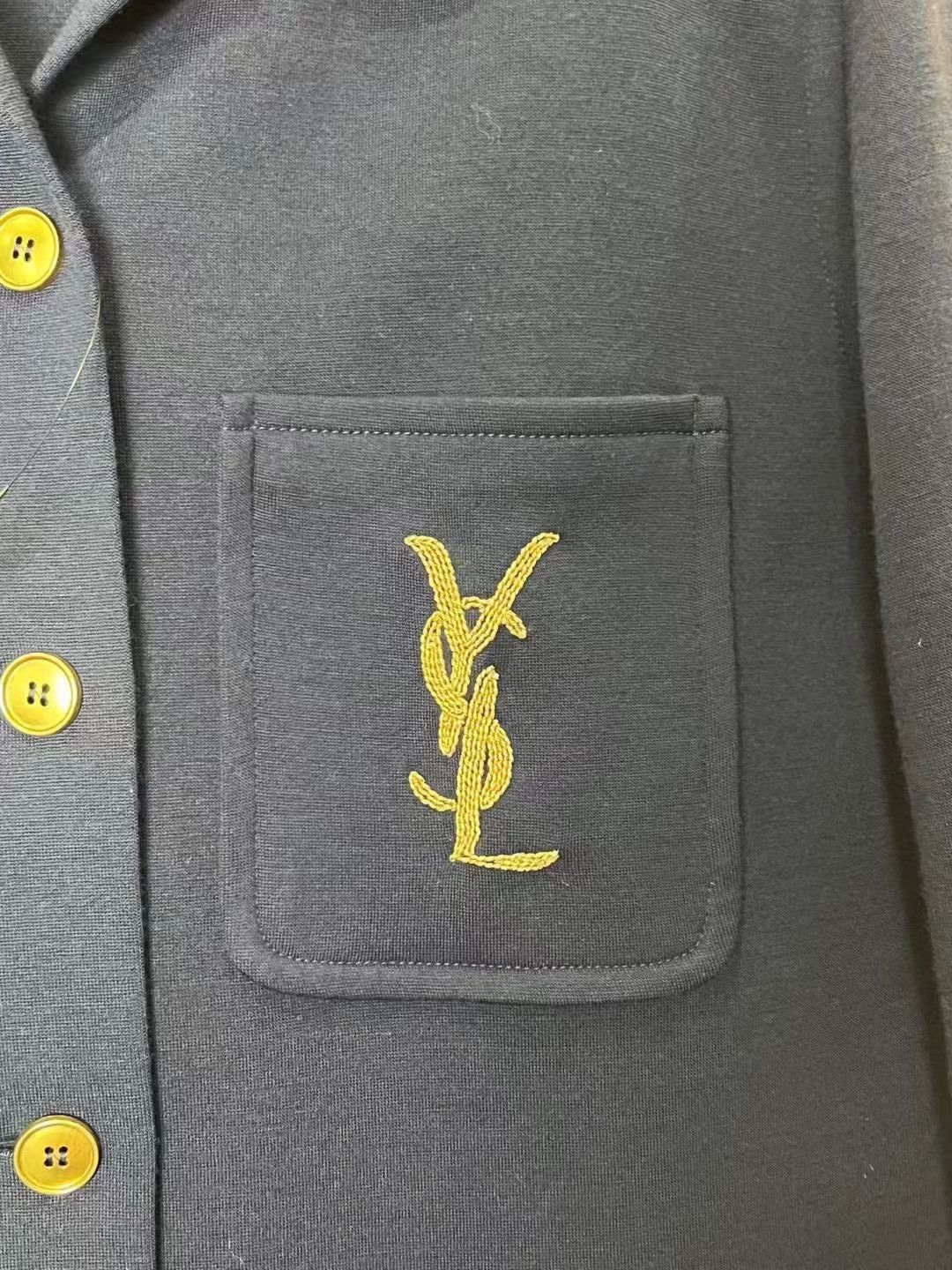 Saint Laurent Paris SLP Gold Logo Shirt Size US XXS / EU 40 - 3 Thumbnail