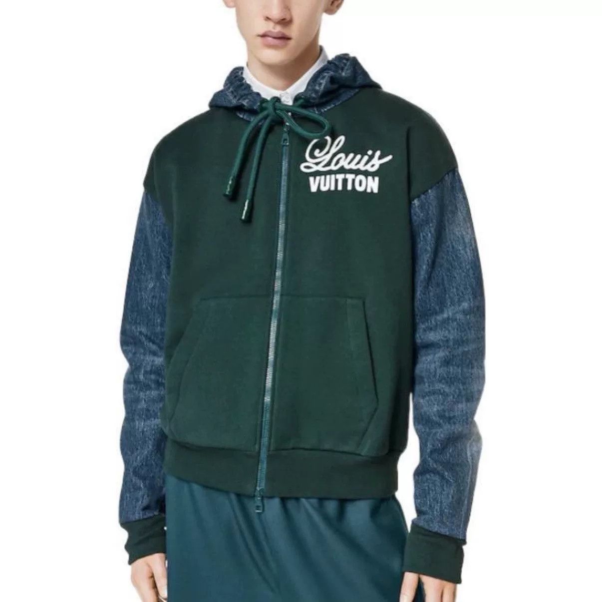 Louis Vuitton LV Denim Patchwork Zip Hoodie XL Size US XL / EU 56 / 4 - 6 Thumbnail