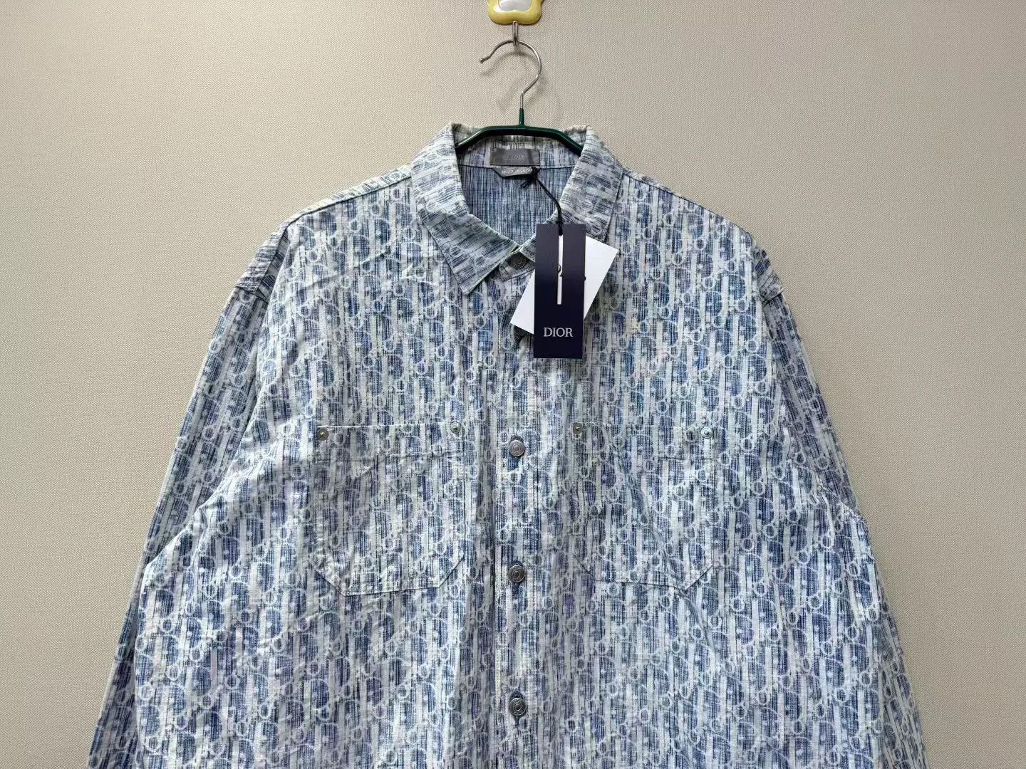 Dior DIOR White Blue Logo Denim Shirt Jacket Size US XS / EU 42 / 0 - 2 Thumbnail