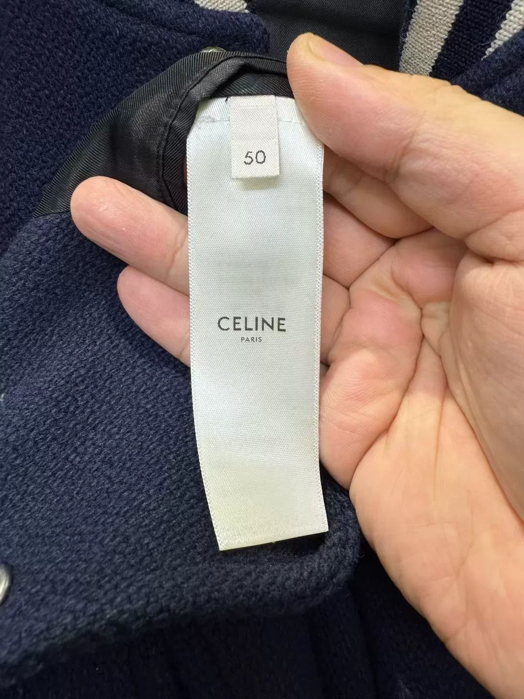 Celine Celine Dark Blue Back Letter Baseball Jacket Size US M / EU 48-50 / 2 - 3 Thumbnail