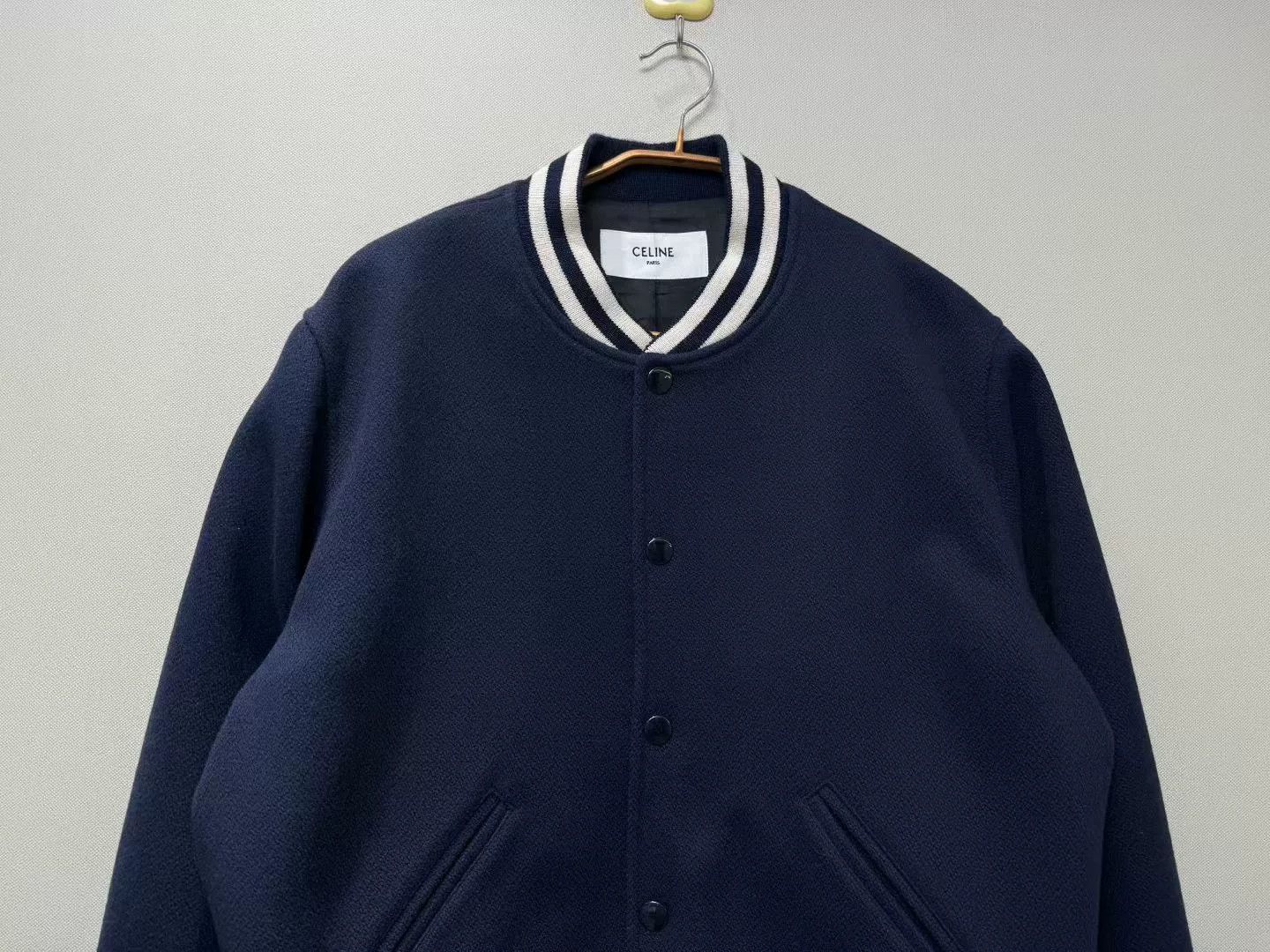 Celine Celine Dark Blue Back Letter Baseball Jacket Size US M / EU 48-50 / 2 - 5 Thumbnail