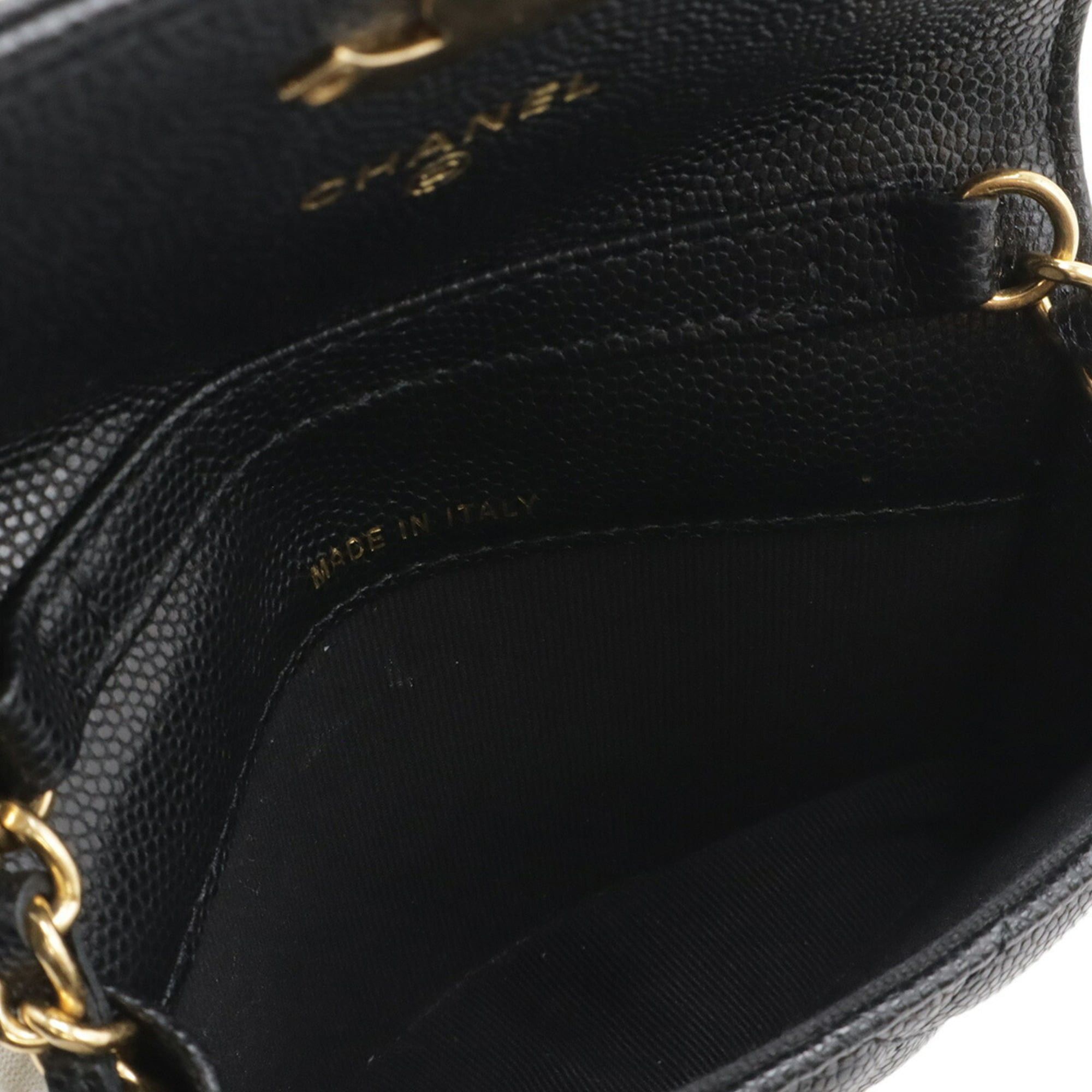 Chanel CHANEL Matelassé Coco Mark Belt Bag Chain Handbag Pouch Caviar Leather Black Size ONE SIZE - 8 Thumbnail