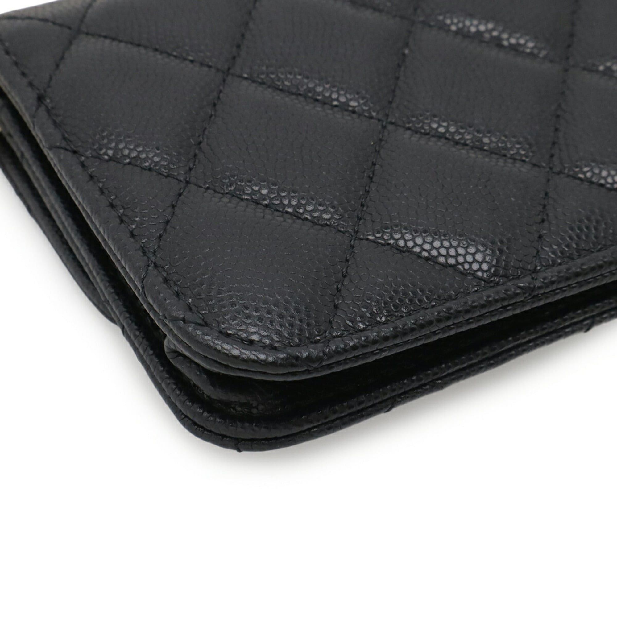 Chanel CHANEL Matelassé Coco Mark Belt Bag Chain Handbag Pouch Caviar Leather Black Size ONE SIZE - 4 Thumbnail
