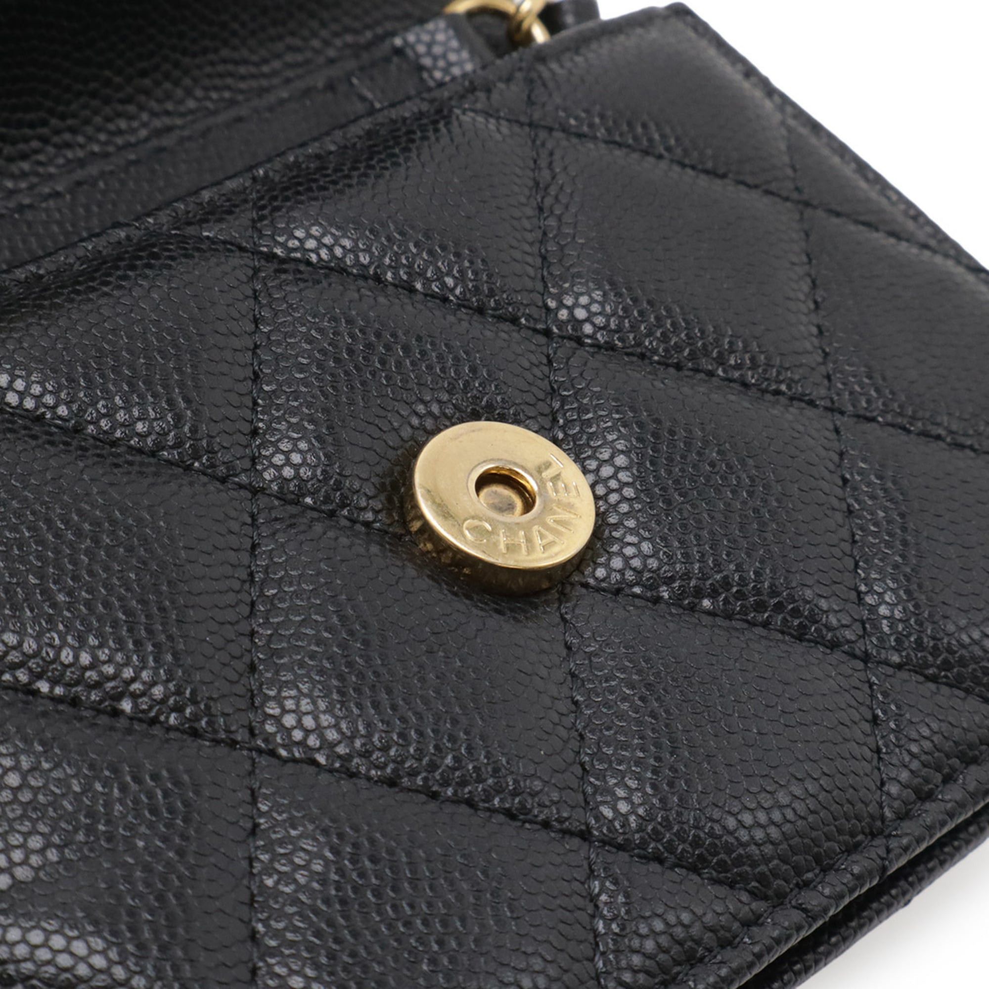 Chanel CHANEL Matelassé Coco Mark Belt Bag Chain Handbag Pouch Caviar Leather Black Size ONE SIZE - 9 Thumbnail