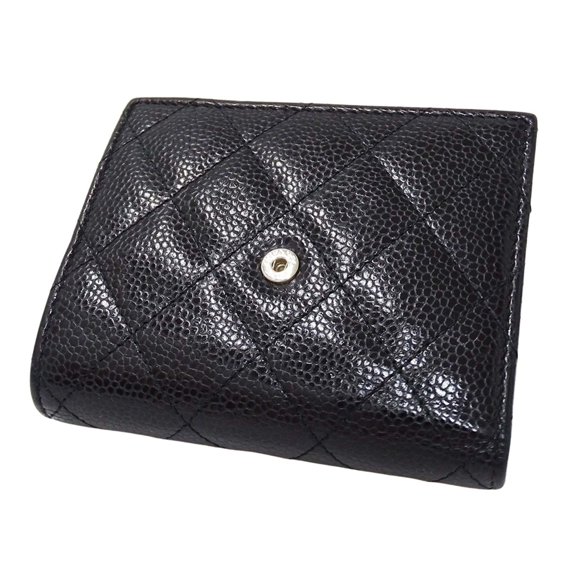 Chanel Chanel Matelassé Classic Women's Bi-fold Wallet, Caviar Leather, Black with Silver Hardware Size ONE SIZE - 11 Thumbnail
