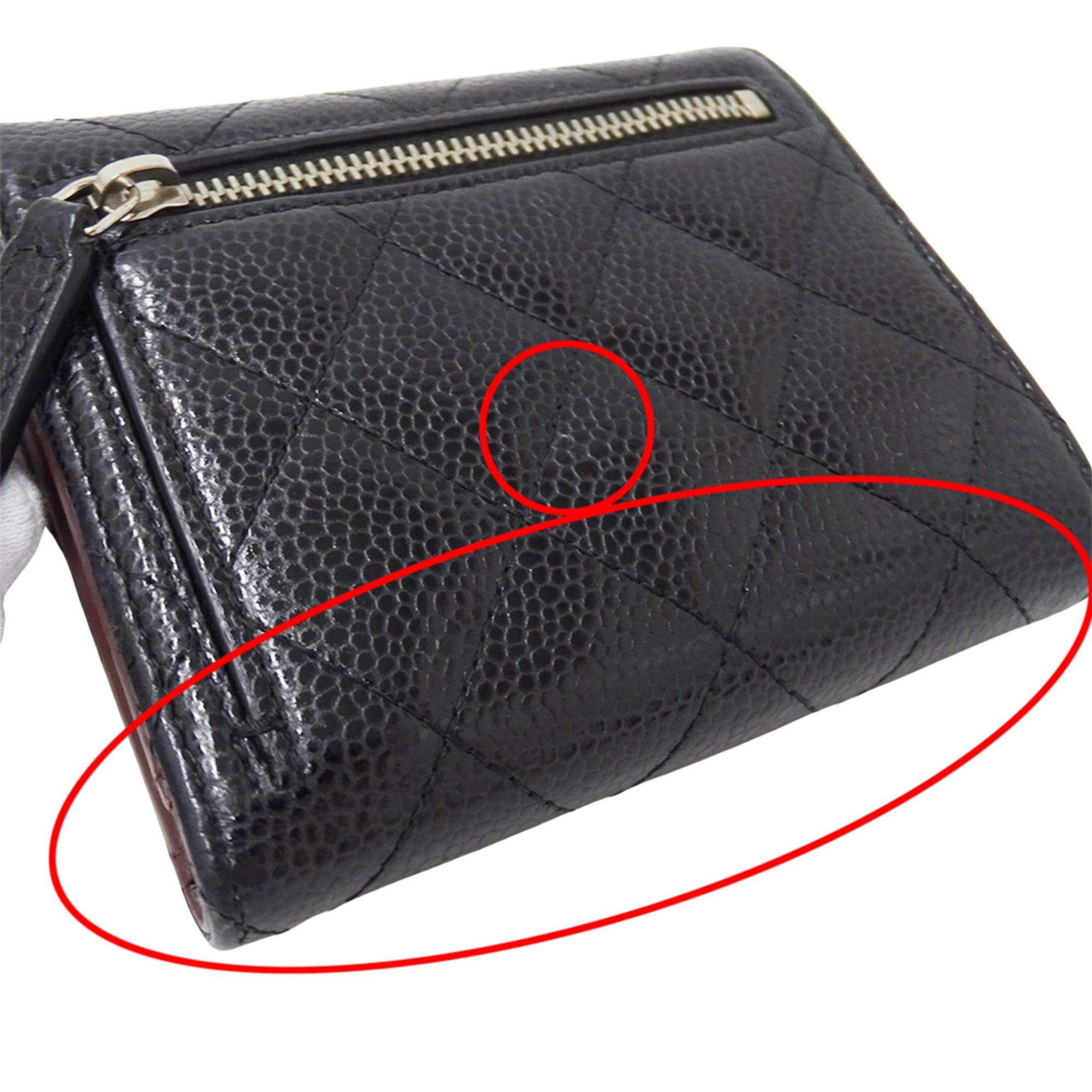 Chanel Chanel Matelassé Classic Women's Bi-fold Wallet, Caviar Leather, Black with Silver Hardware Size ONE SIZE - 13 Thumbnail