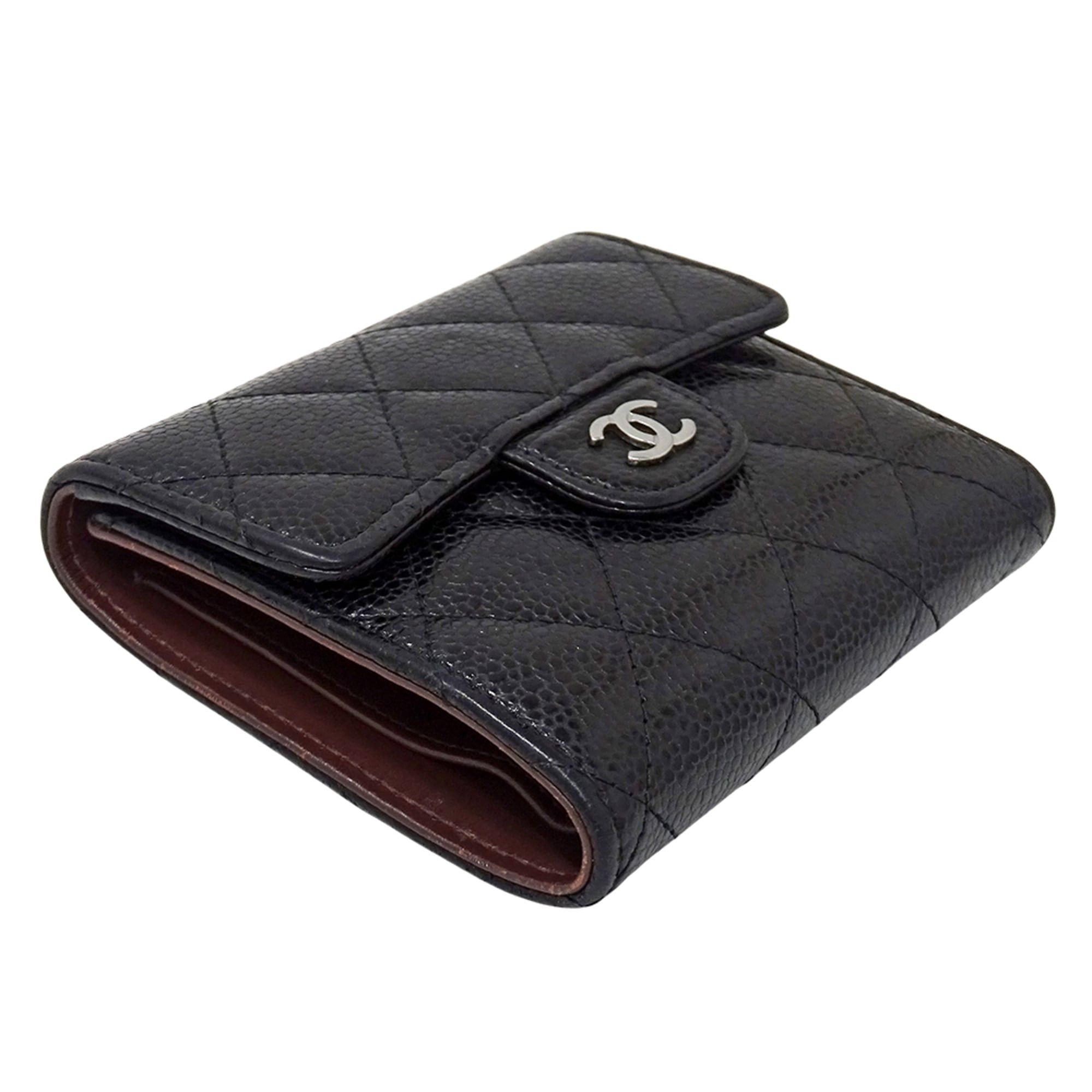 Chanel Chanel Matelassé Classic Women's Bi-fold Wallet, Caviar Leather, Black with Silver Hardware Size ONE SIZE - 3 Thumbnail