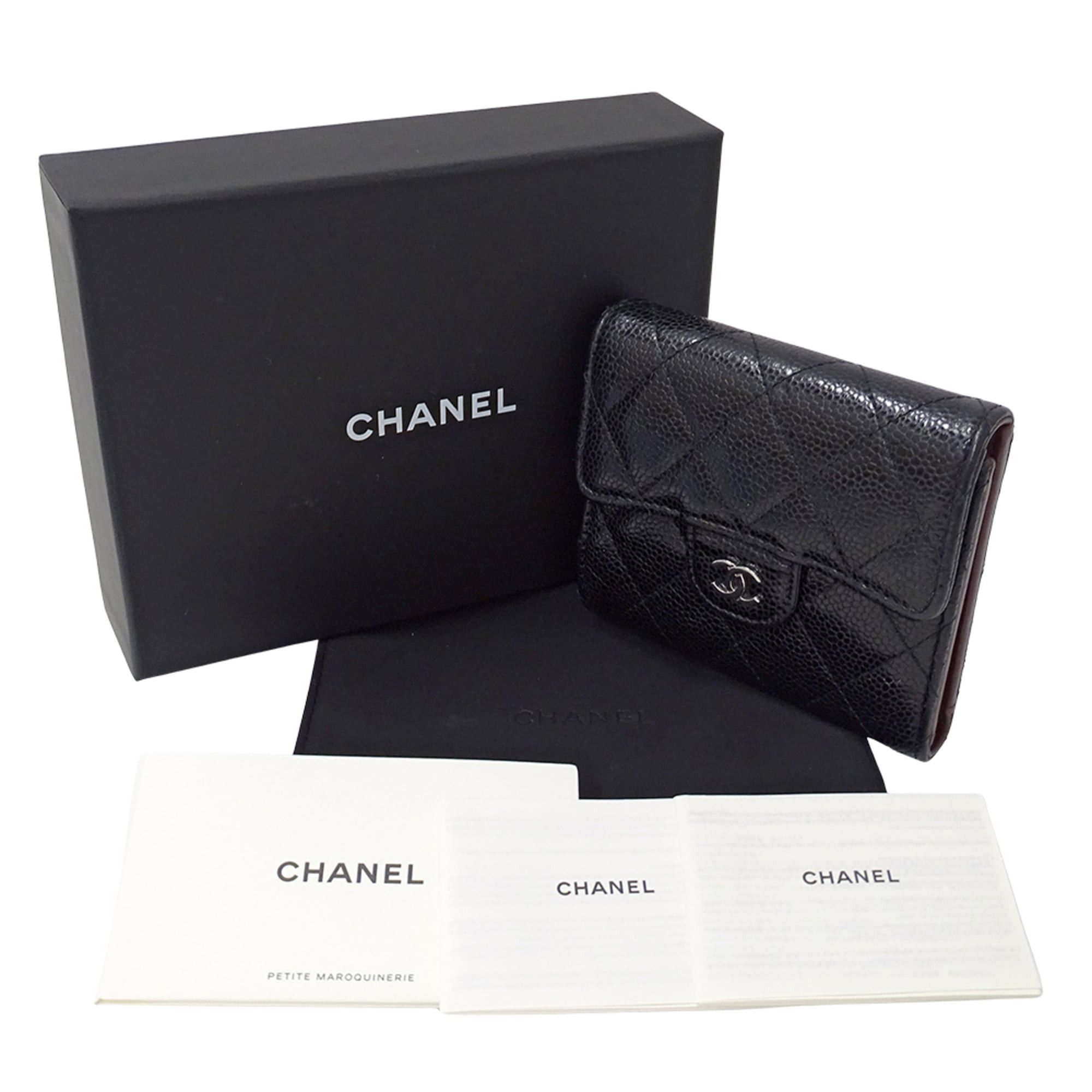 Chanel Chanel Matelassé Classic Women's Bi-fold Wallet, Caviar Leather, Black with Silver Hardware Size ONE SIZE - 6 Thumbnail
