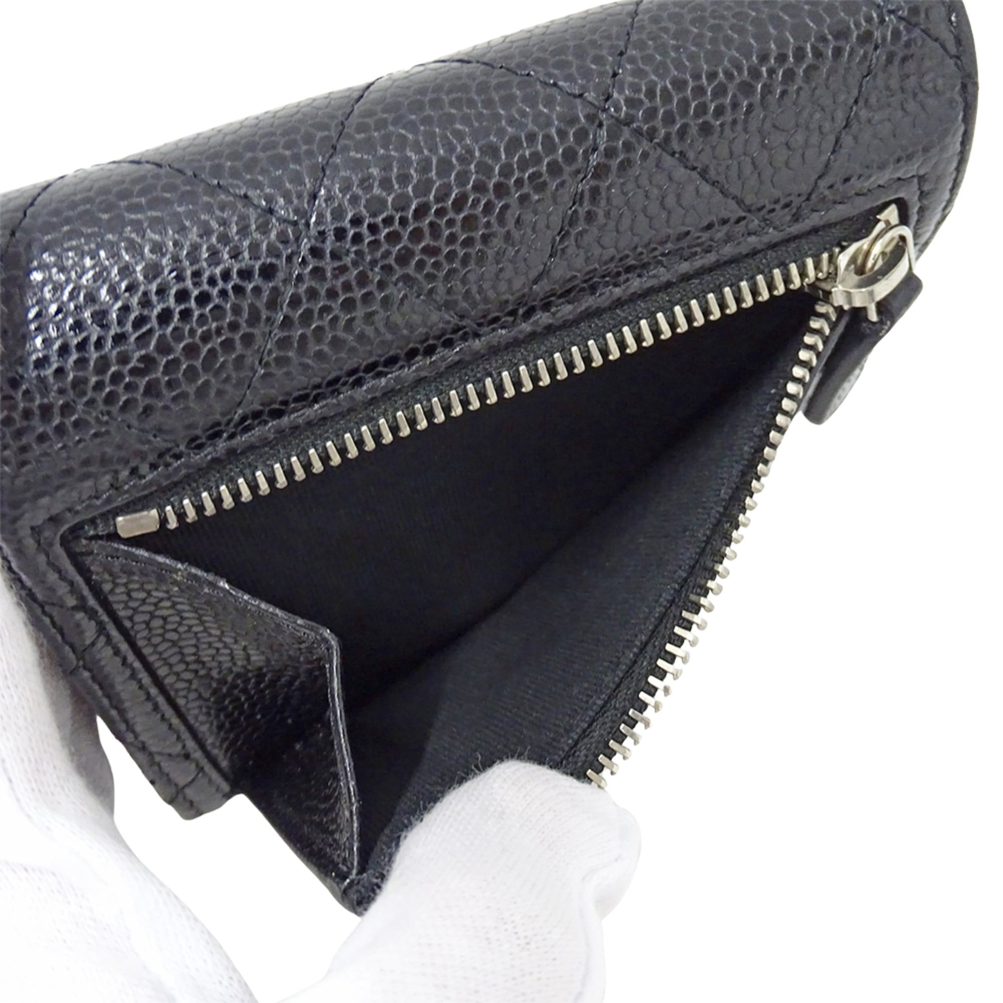 Chanel Chanel Matelassé Classic Women's Bi-fold Wallet, Caviar Leather, Black with Silver Hardware Size ONE SIZE - 8 Thumbnail