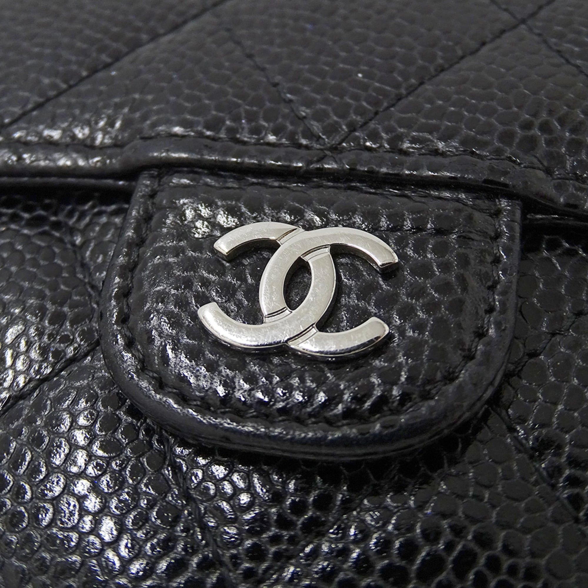 Chanel Chanel Matelassé Classic Women's Bi-fold Wallet, Caviar Leather, Black with Silver Hardware Size ONE SIZE - 12 Thumbnail