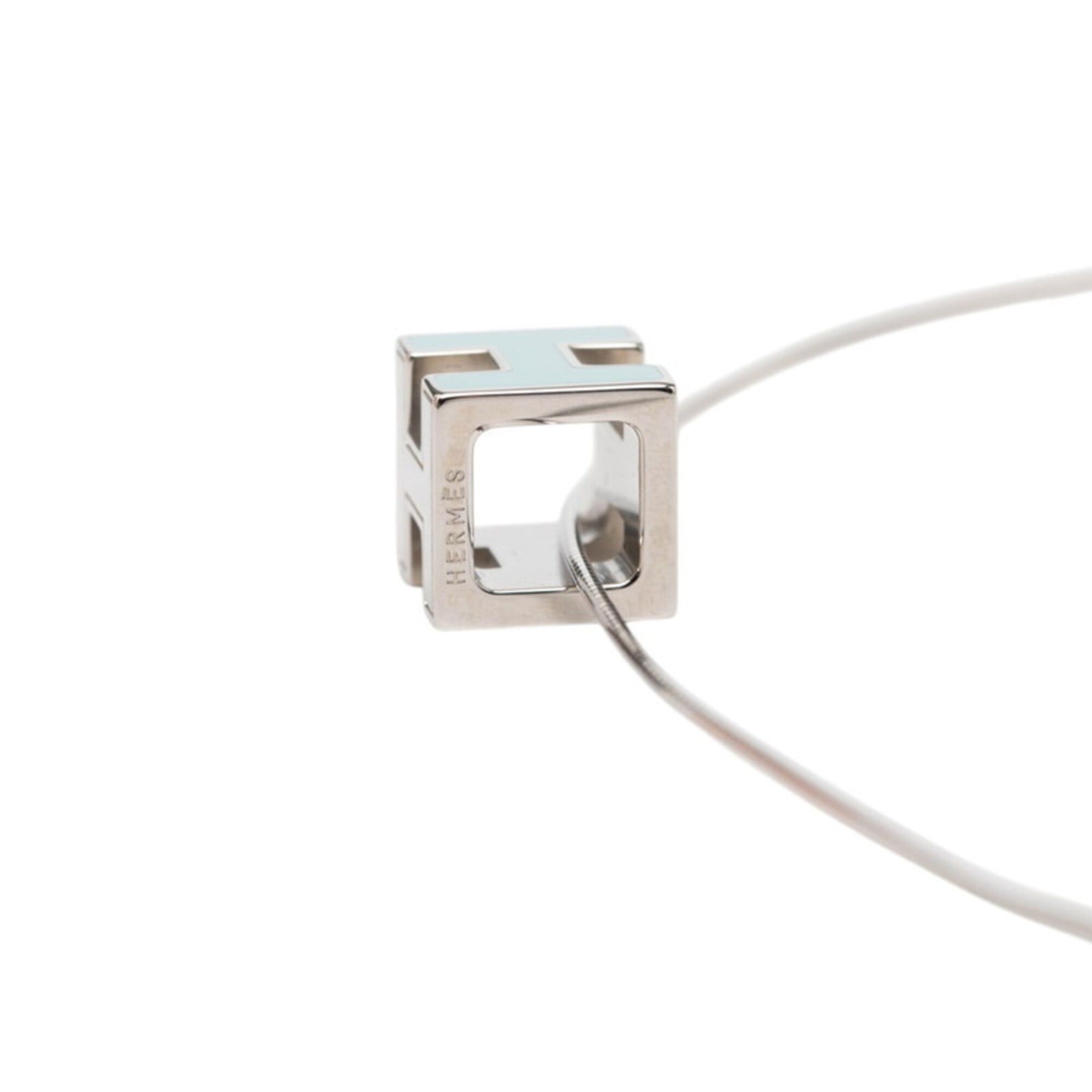 Hermes Hermes Cage d'H H-Cube Necklace, Silver and Light Blue Metal, Women's HERMES Size ONE SIZE - 3 Thumbnail