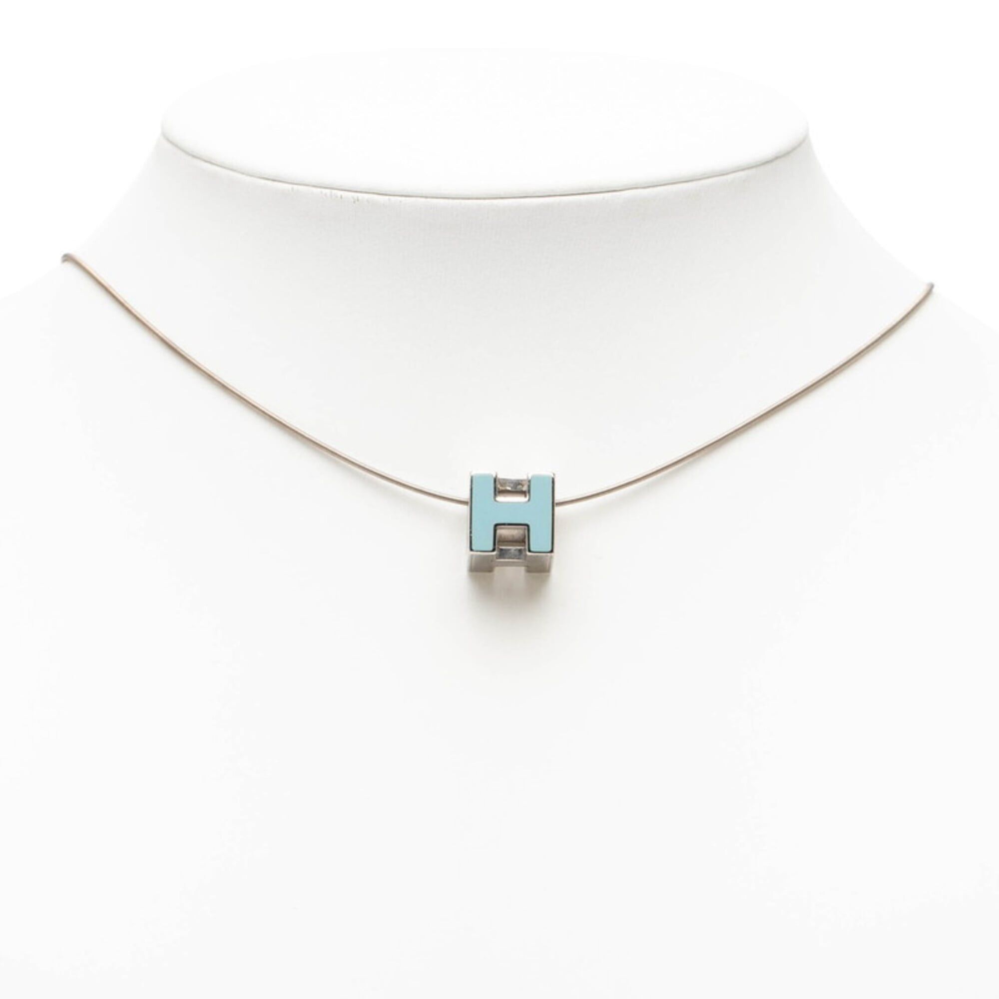 Hermes Hermes Cage d'H H-Cube Necklace, Silver and Light Blue Metal, Women's HERMES Size ONE SIZE - 6 Thumbnail