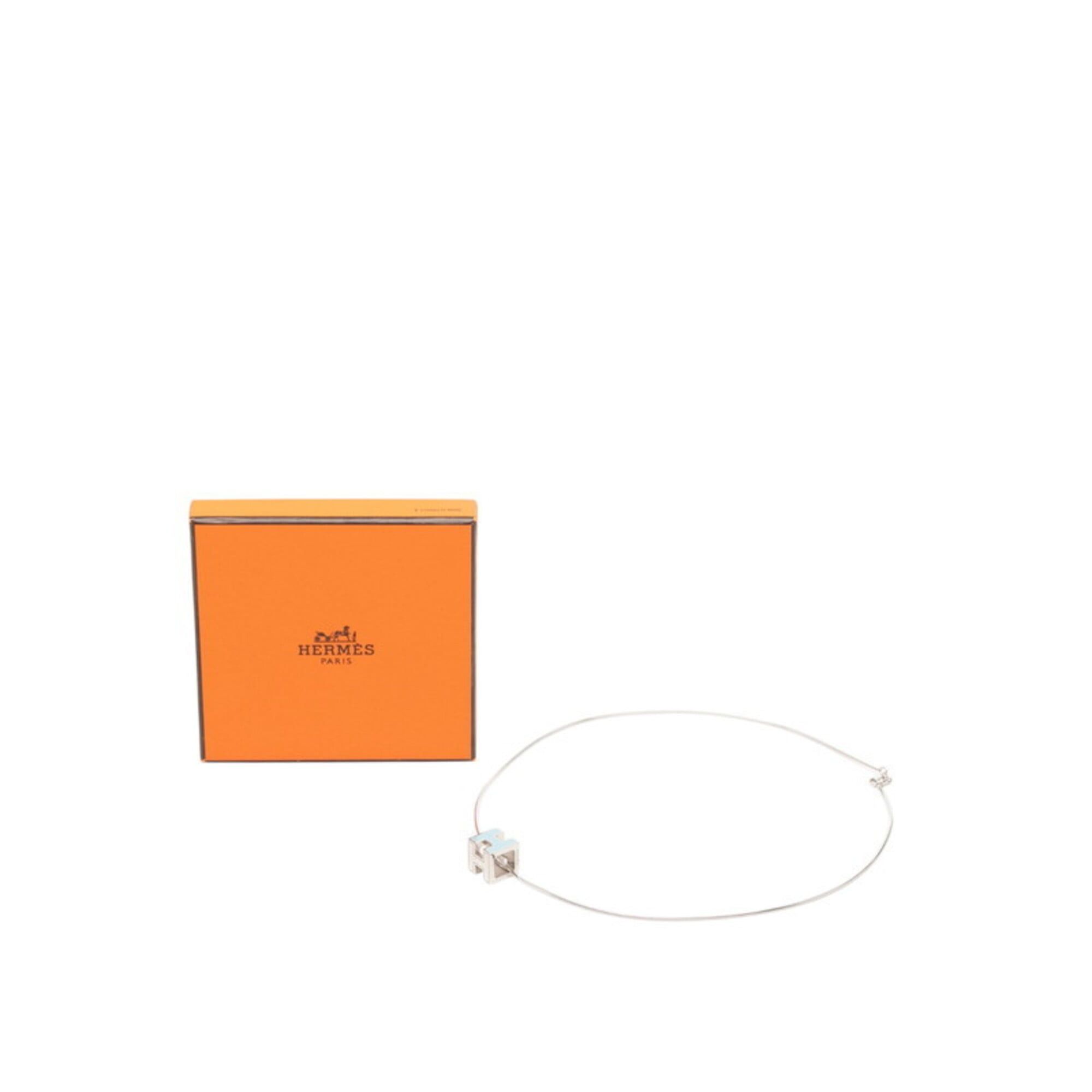 Hermes Hermes Cage d'H H-Cube Necklace, Silver and Light Blue Metal, Women's HERMES Size ONE SIZE - 5 Thumbnail