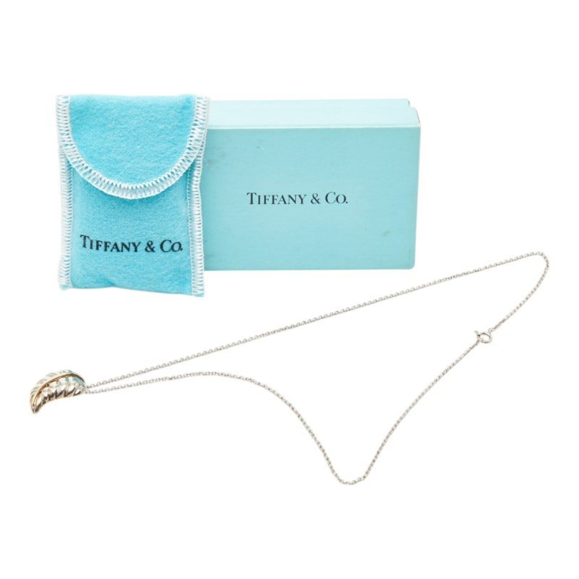 Tiffany & Co. Tiffany & Co. Leaf Motif Chain Pendant Necklace, SV925 Sterling Silver, 18K Yellow Gold (750), Women's. Size ONE SIZE - 8 Thumbnail