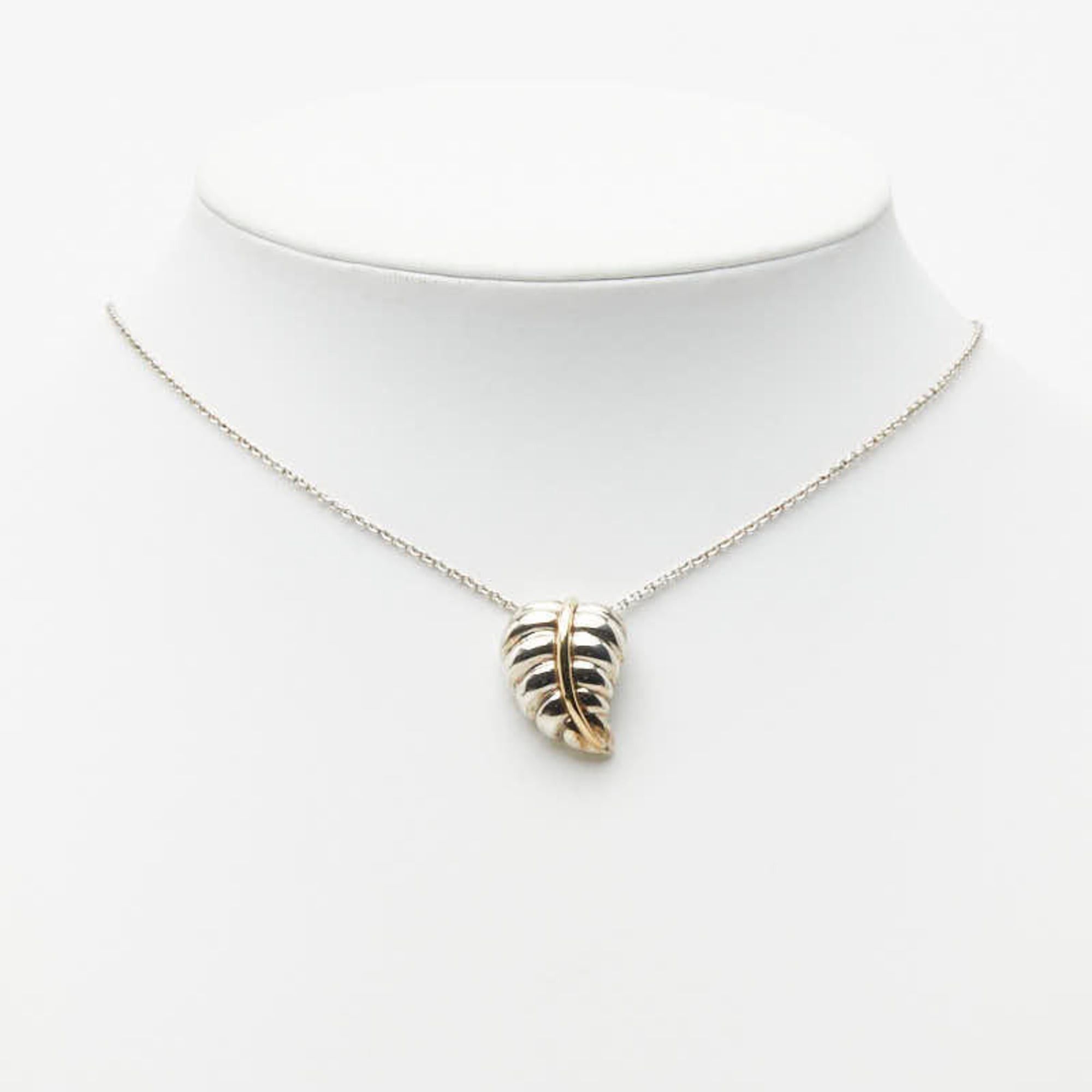 Tiffany & Co. Tiffany & Co. Leaf Motif Chain Pendant Necklace, SV925 Sterling Silver, 18K Yellow Gold (750), Women's. Size ONE SIZE - 7 Thumbnail