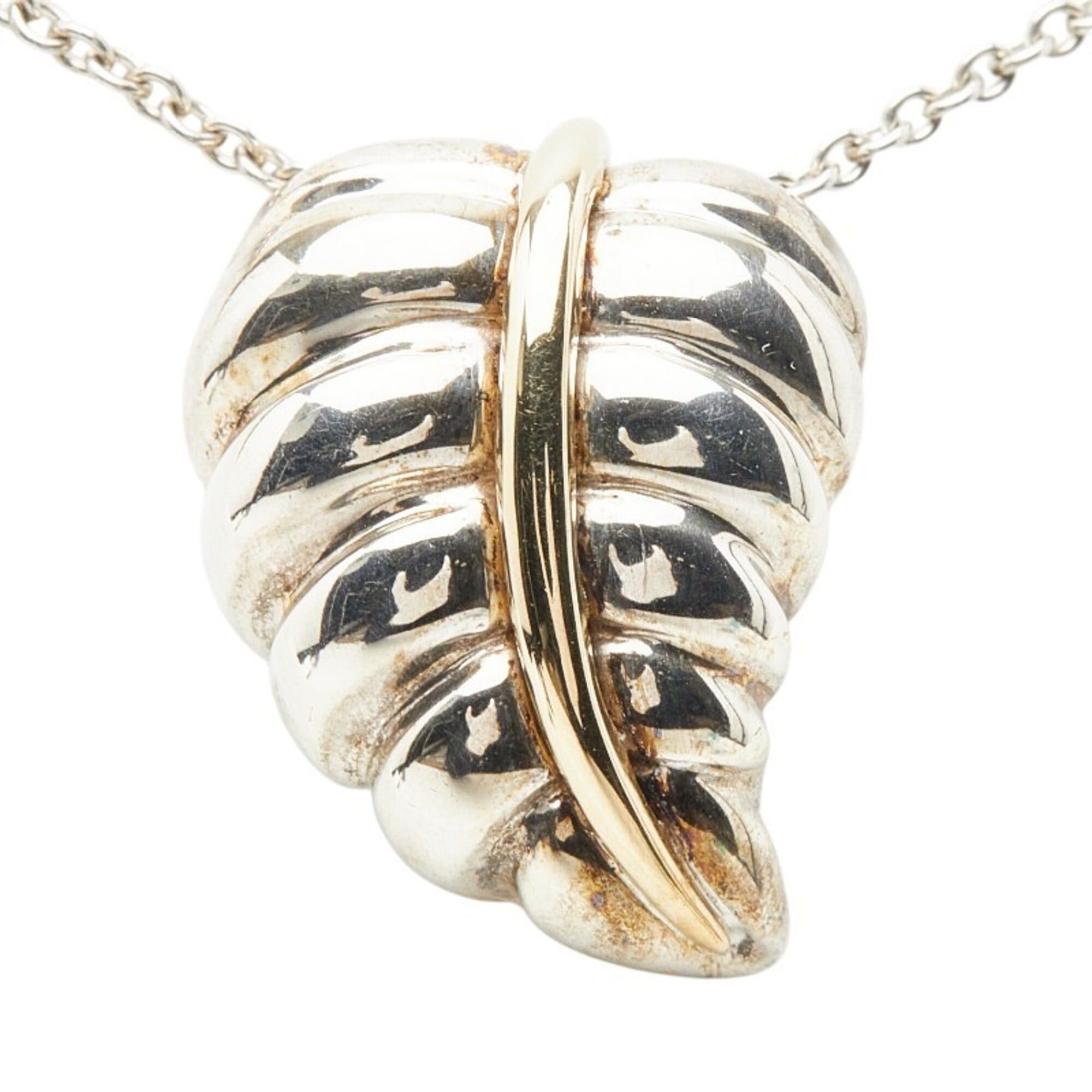 Tiffany & Co. Tiffany & Co. Leaf Motif Chain Pendant Necklace, SV925 Sterling Silver, 18K Yellow Gold (750), Women's. Size ONE SIZE - 3 Thumbnail
