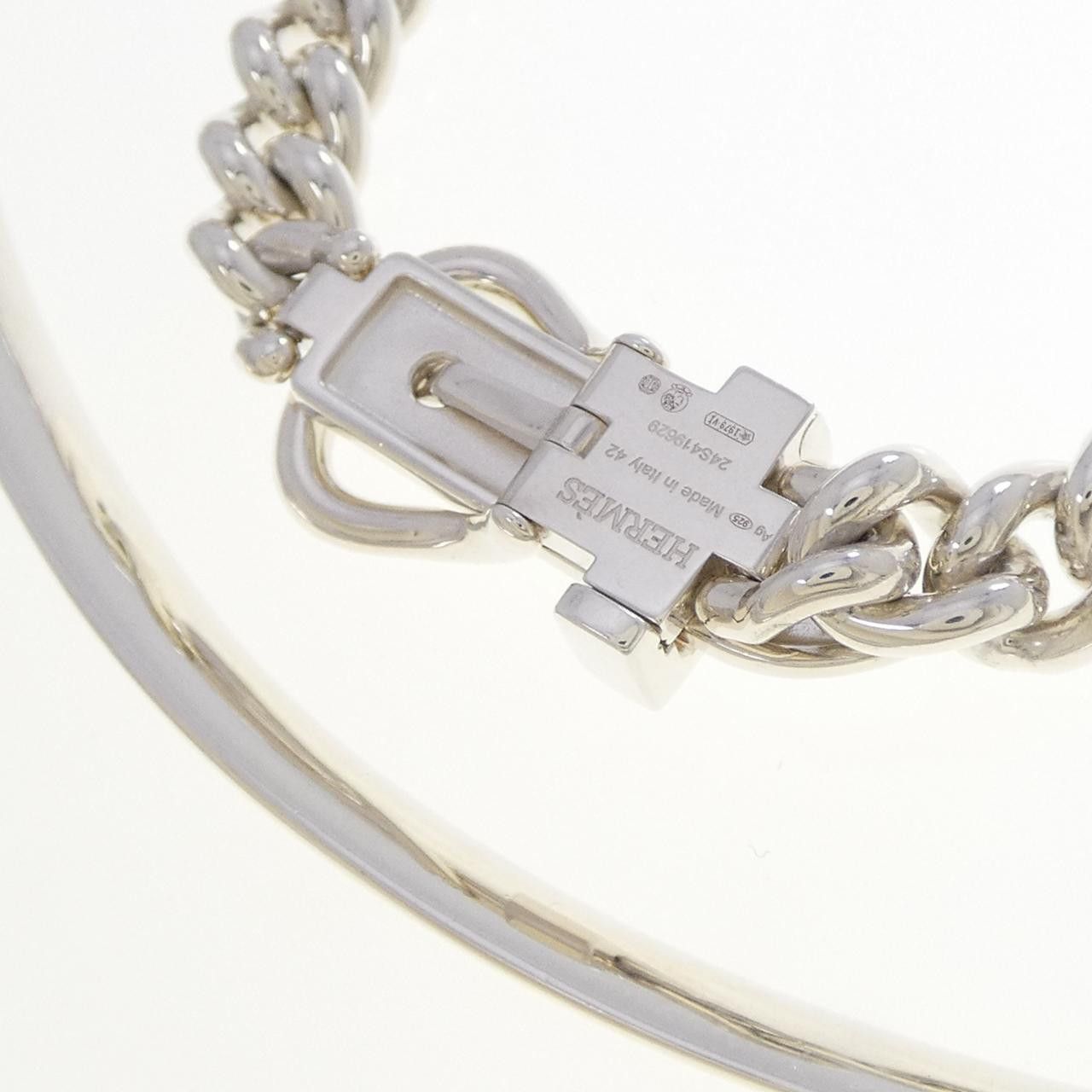 Hermes Hermes Hermes Boucle Sellier Inflexible 925 Silver Necklace 42cm Precious Metal Necklace DUTY FREE for USA Size ONE SIZE - 4 Thumbnail