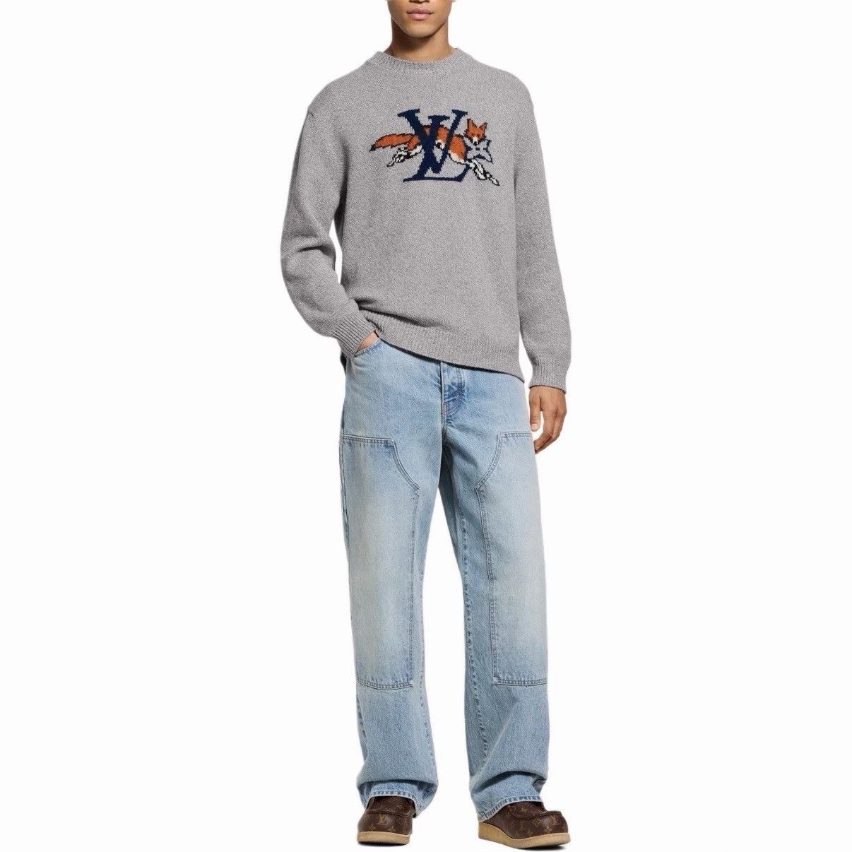 Louis Vuitton LV 2026 New Gray Knitted Sweater Size US XL / EU 56 / 4 - 6 Thumbnail