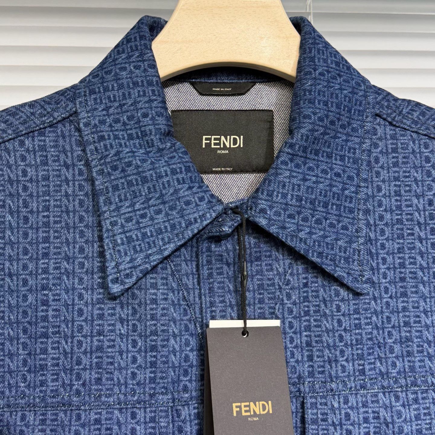 Fendi Fendi Blue Denim Jacket Logo Print Size US S / EU 44-46 / 1 - 3 Thumbnail