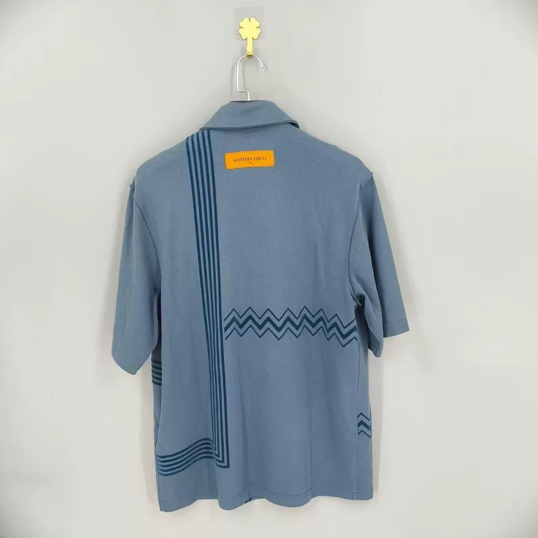 Louis Vuitton Louis Vuitton Blue Flocked Logo Knit Shirt Size US S / EU 44-46 / 1 - 2 Thumbnail