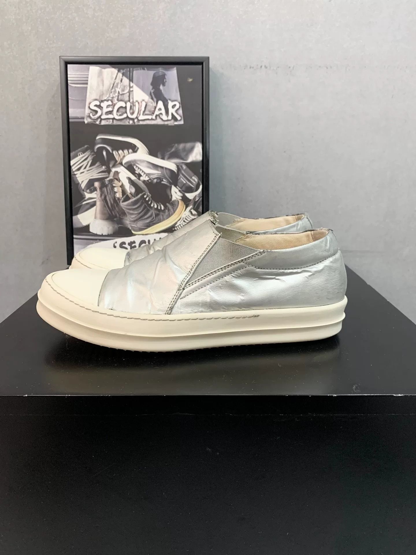 Rick Owens Drkshdw Rick Owens Silver Slip-On Sneakers Size US 7 / EU 40 - 2 Thumbnail