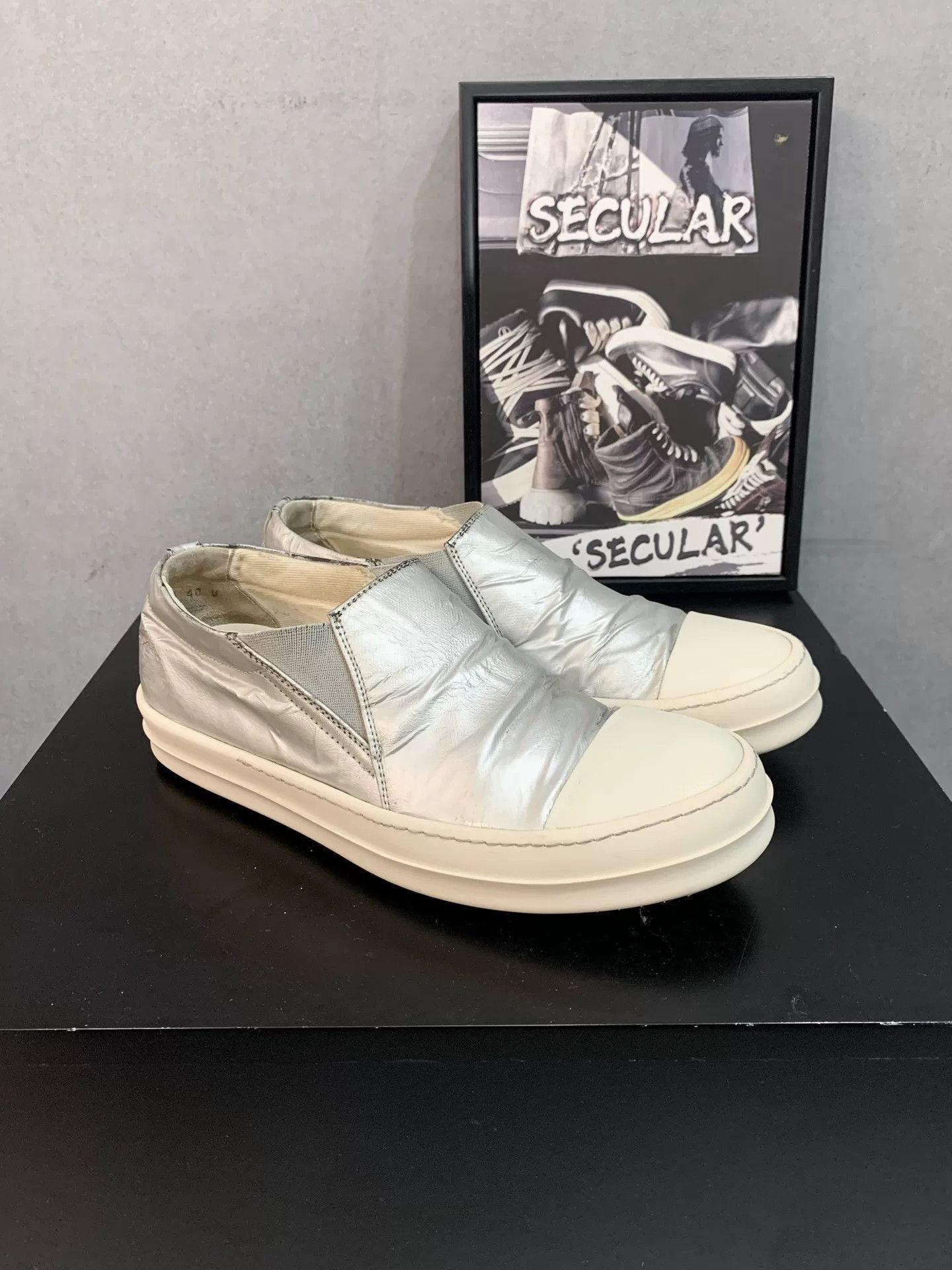 Rick Owens Drkshdw Rick Owens Silver Slip-On Sneakers Size US 7 / EU 40 - 3 Thumbnail