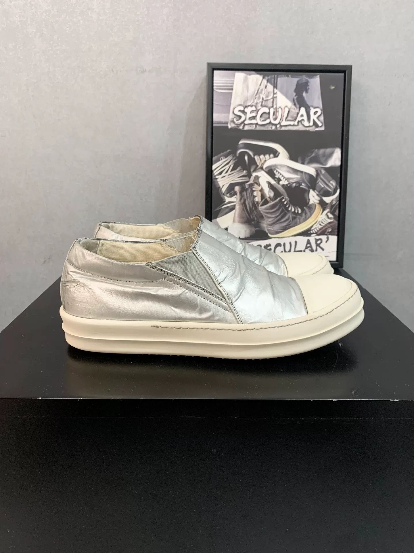 Rick Owens Drkshdw Rick Owens Silver Slip-On Sneakers Size US 7 / EU 40 - 4 Thumbnail
