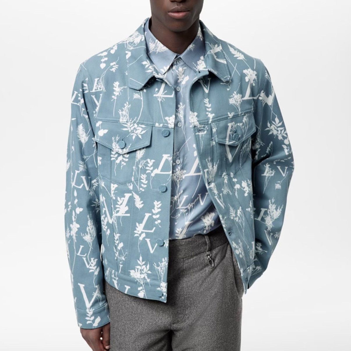 Louis Vuitton LV Blue Plant Print Cotton Jacket Size US L / EU 52-54 / 3 - 7 Thumbnail