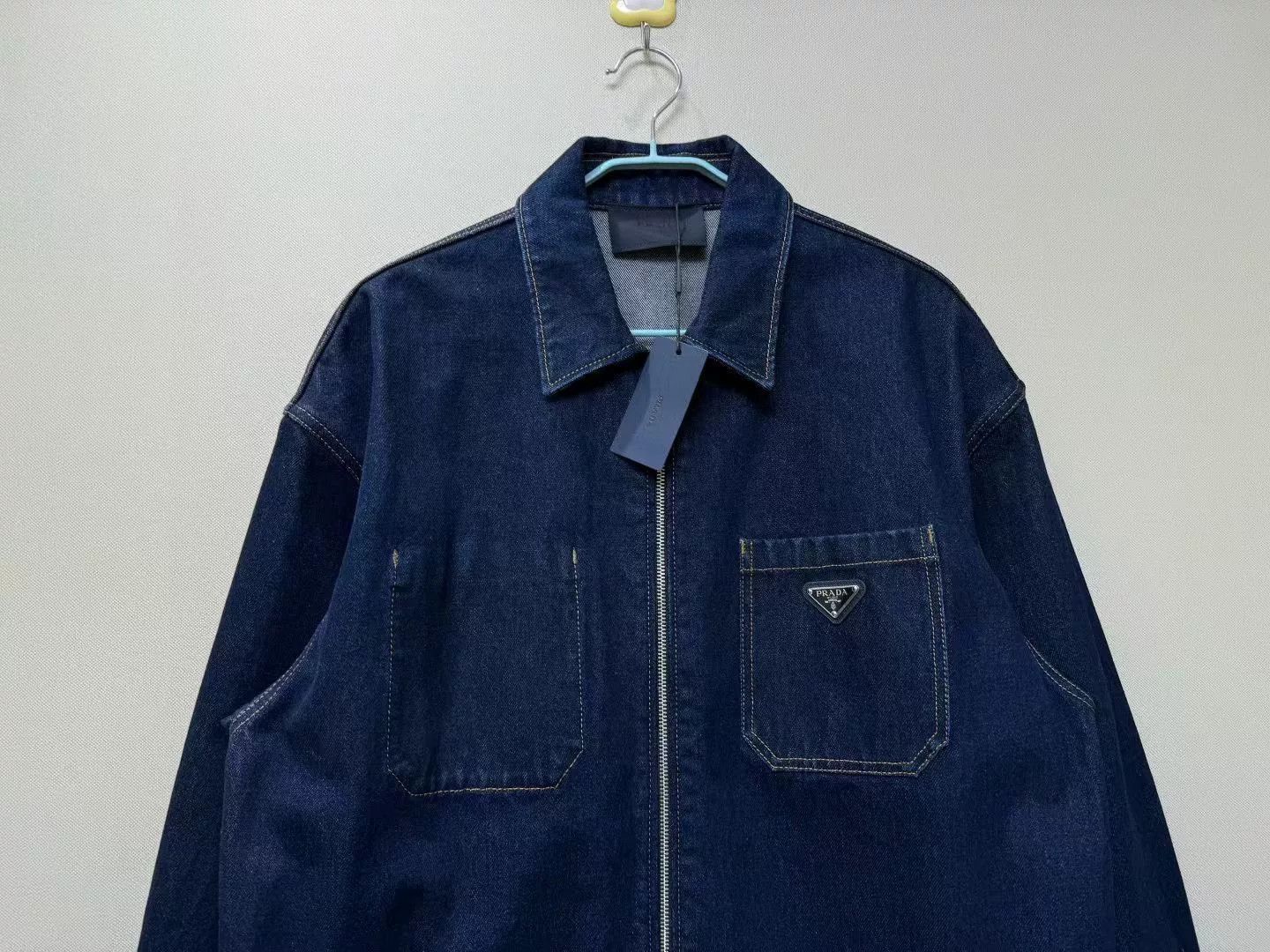 Prada Prada New Blue Denim Jacket with Logo Size US L / EU 52-54 / 3 - 2 Thumbnail