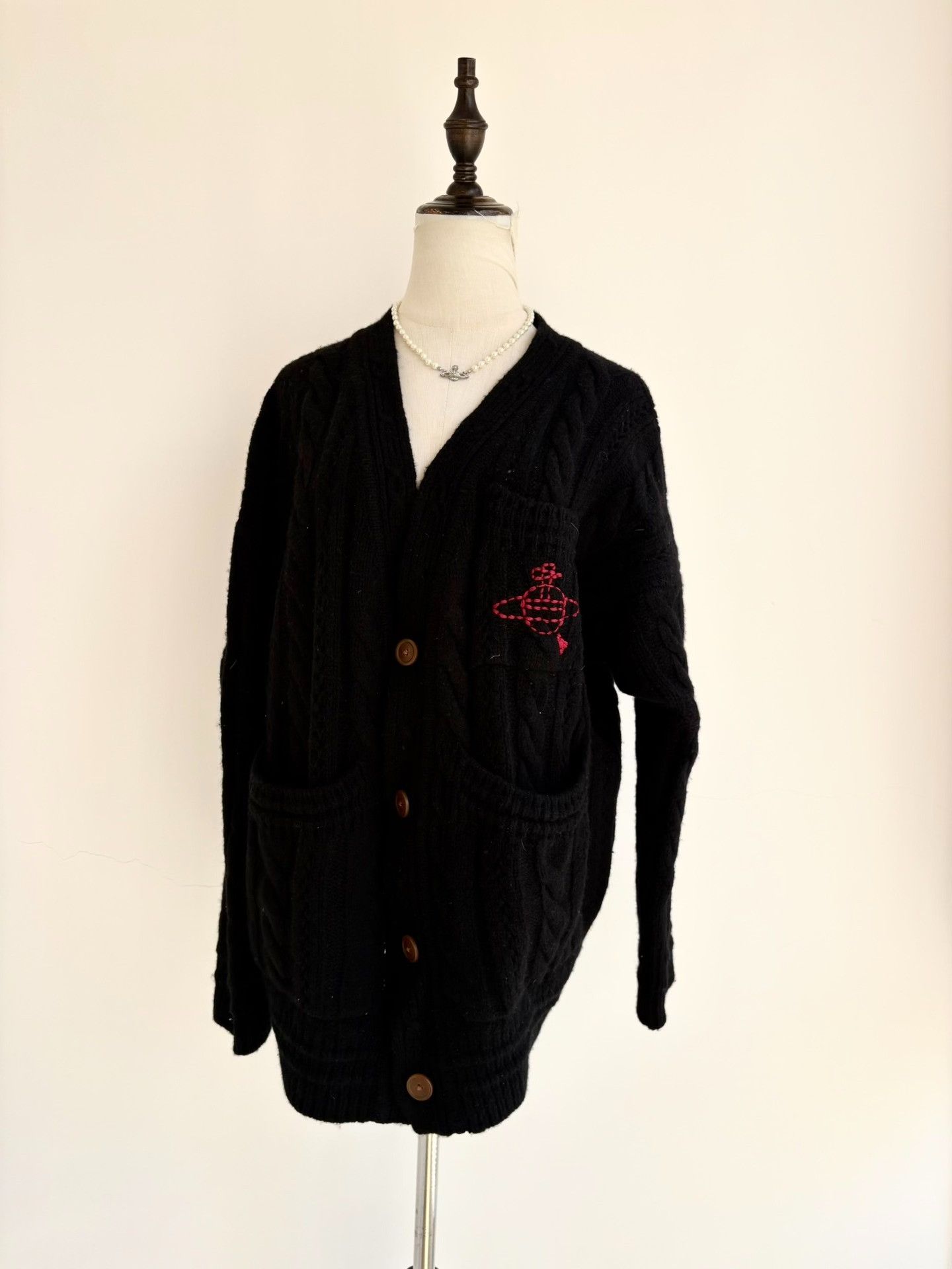 Vivienne Westwood Vivienne Westwood Vintage Black Cable Knit Cardigan Size M / US 6-8 / IT 42-44 - 2 Thumbnail