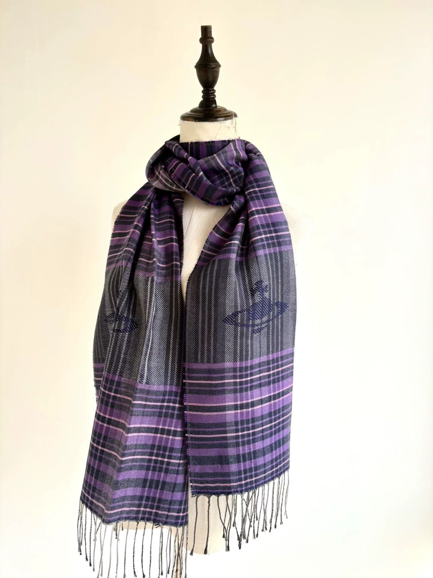 Vivienne Westwood Vivienne Westwood Purple-Gray Plaid Saturn Scarf Size ONE SIZE - 2 Thumbnail