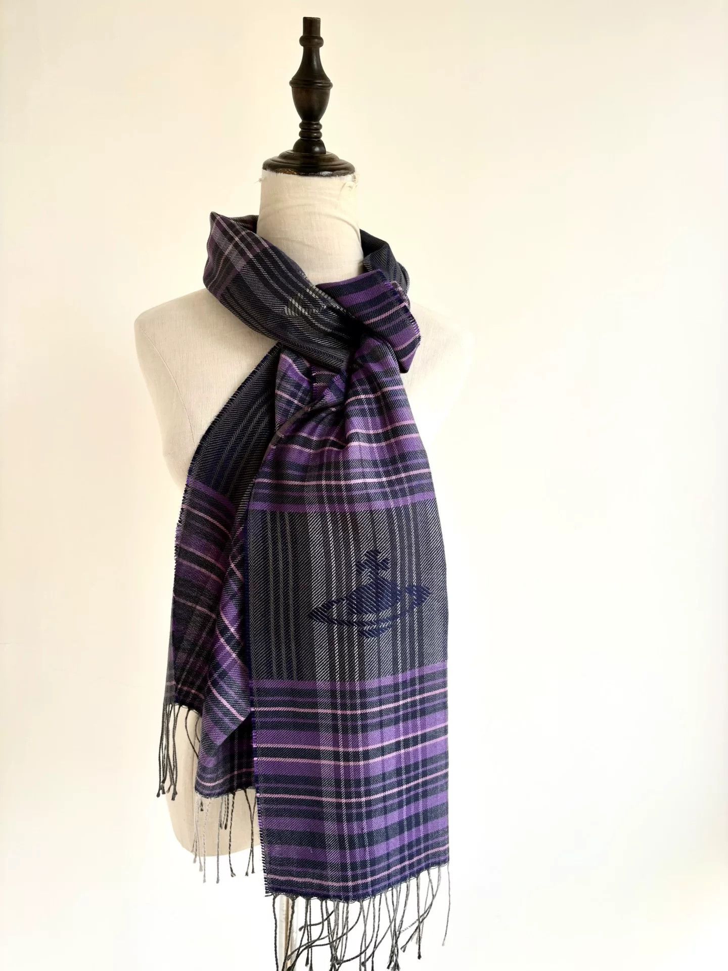 Vivienne Westwood Vivienne Westwood Purple-Gray Plaid Saturn Scarf Size ONE SIZE - 3 Thumbnail