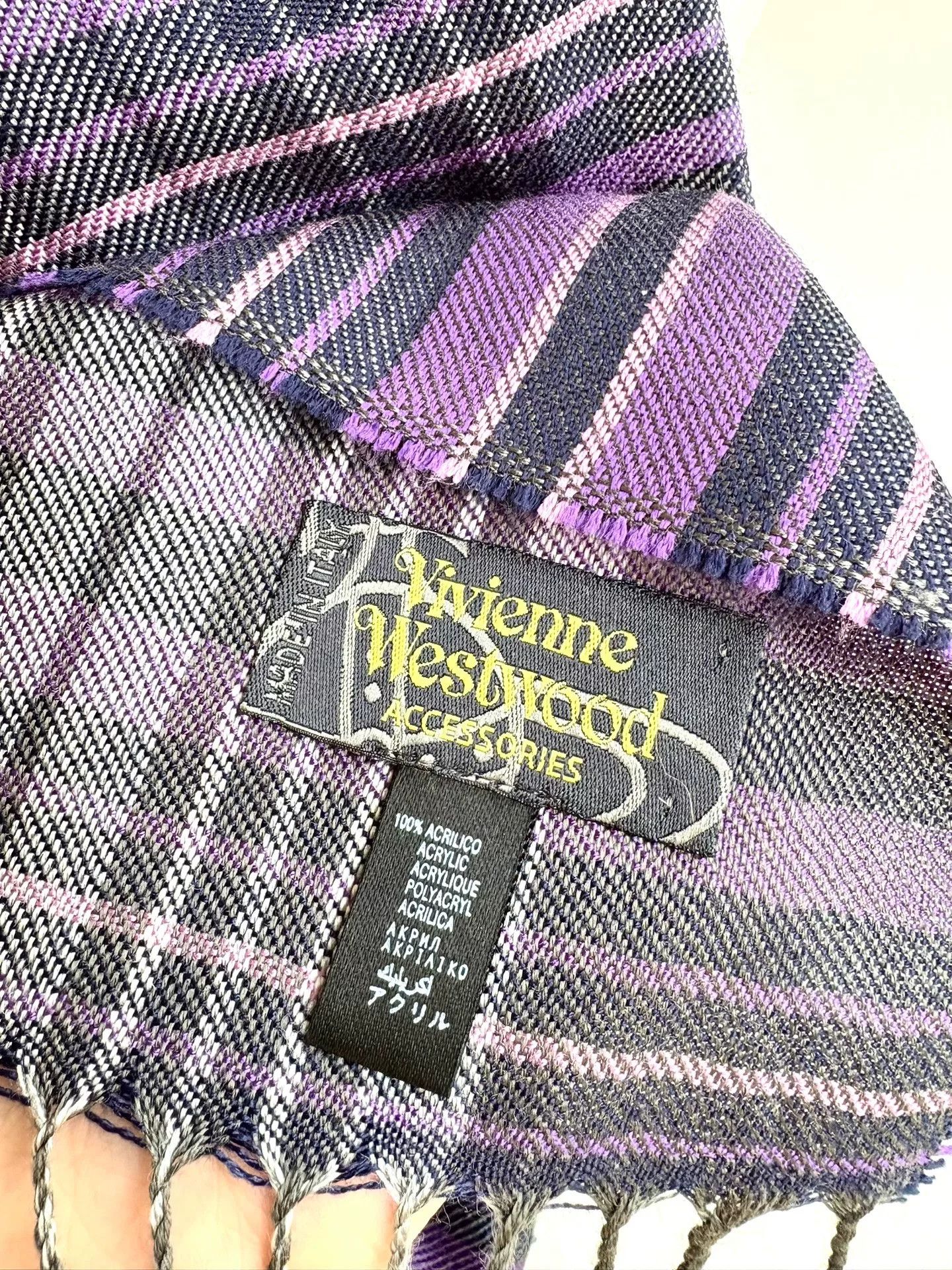 Vivienne Westwood Vivienne Westwood Purple-Gray Plaid Saturn Scarf Size ONE SIZE - 6 Thumbnail