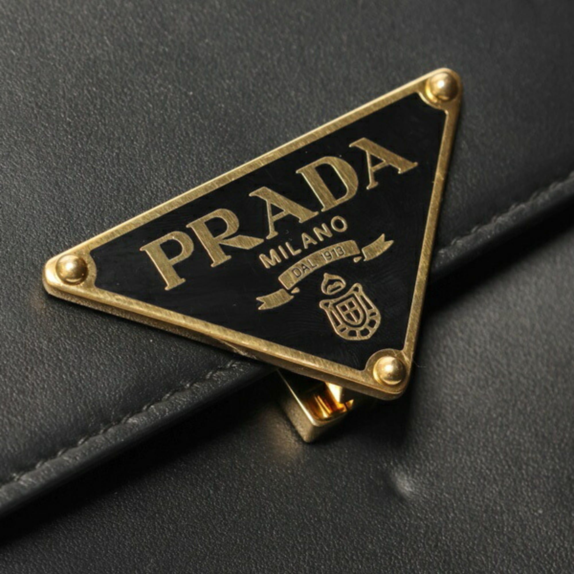 Prada Prada Triangle Shoulder Bag 1BD375, Glass Leather, Black Size ONE SIZE - 5 Thumbnail