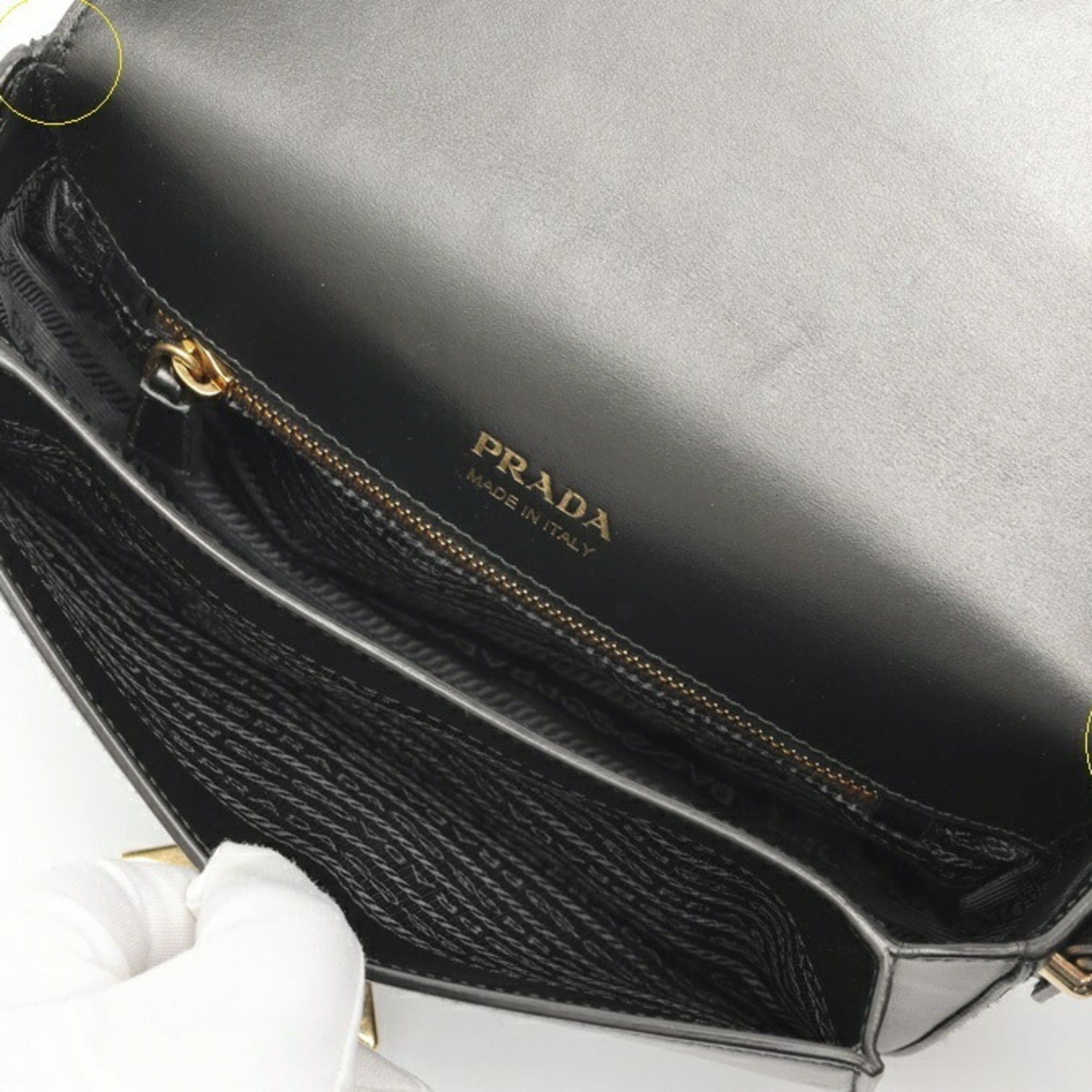 Prada Prada Triangle Shoulder Bag 1BD375, Glass Leather, Black Size ONE SIZE - 8 Thumbnail