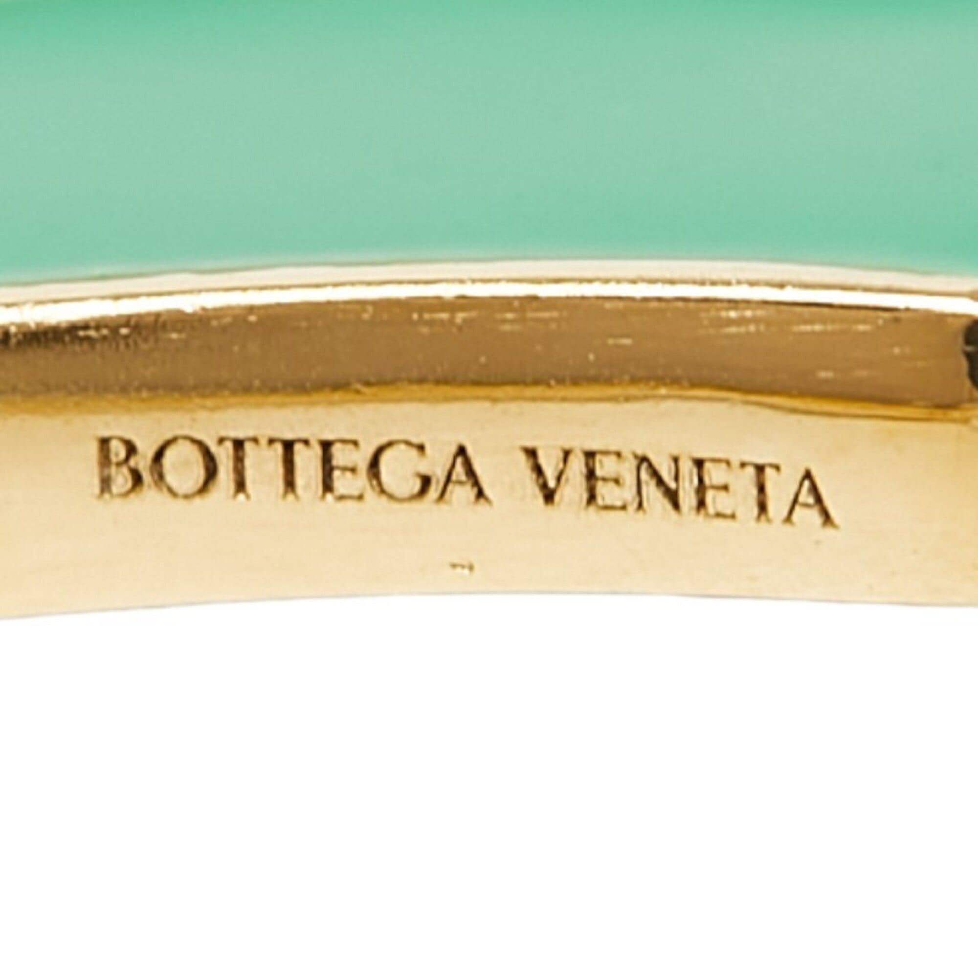 Bottega Veneta Bottega Veneta Curved Cuff Bangle Bicolor Bracelet Size: L Green Light Blue Gold SV925 Silver Enamel Women's BOTTEGAVENETA Size ONE SIZE - 3 Thumbnail