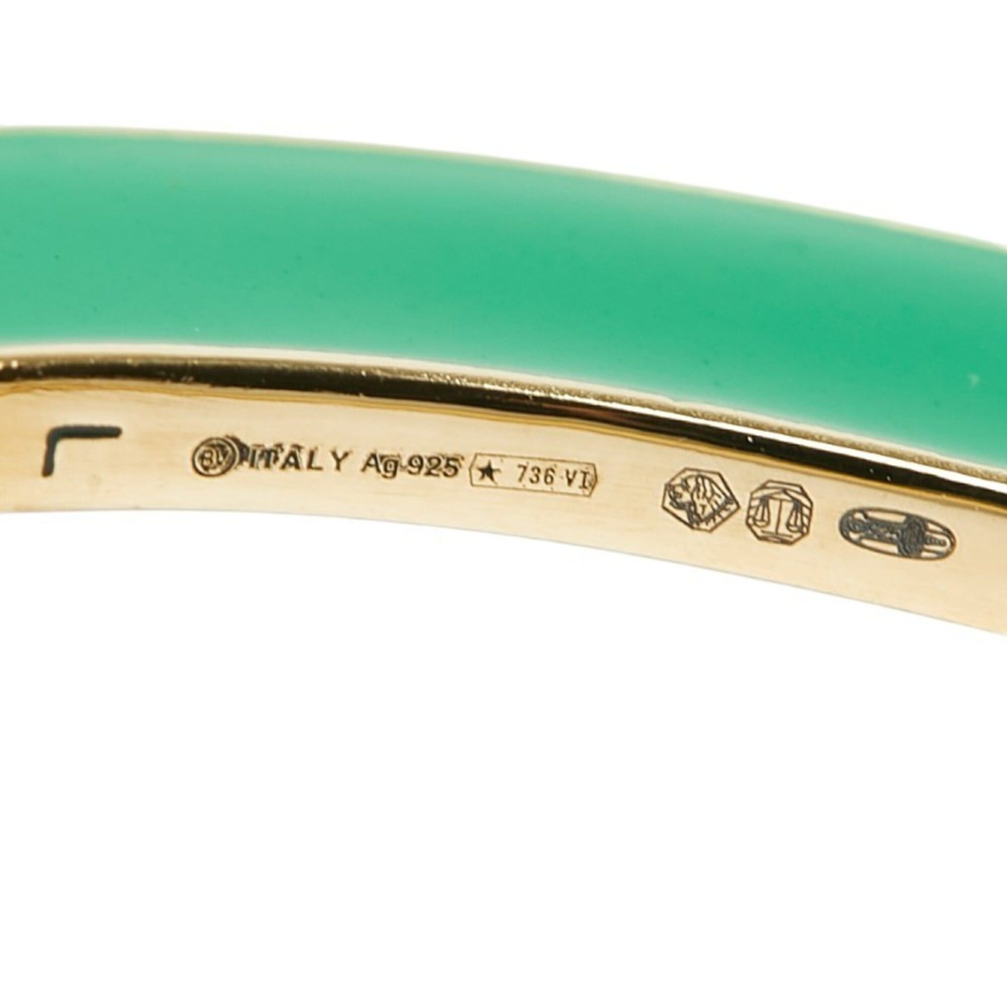Bottega Veneta Bottega Veneta Curved Cuff Bangle Bicolor Bracelet Size: L Green Light Blue Gold SV925 Silver Enamel Women's BOTTEGAVENETA Size ONE SIZE - 4 Thumbnail