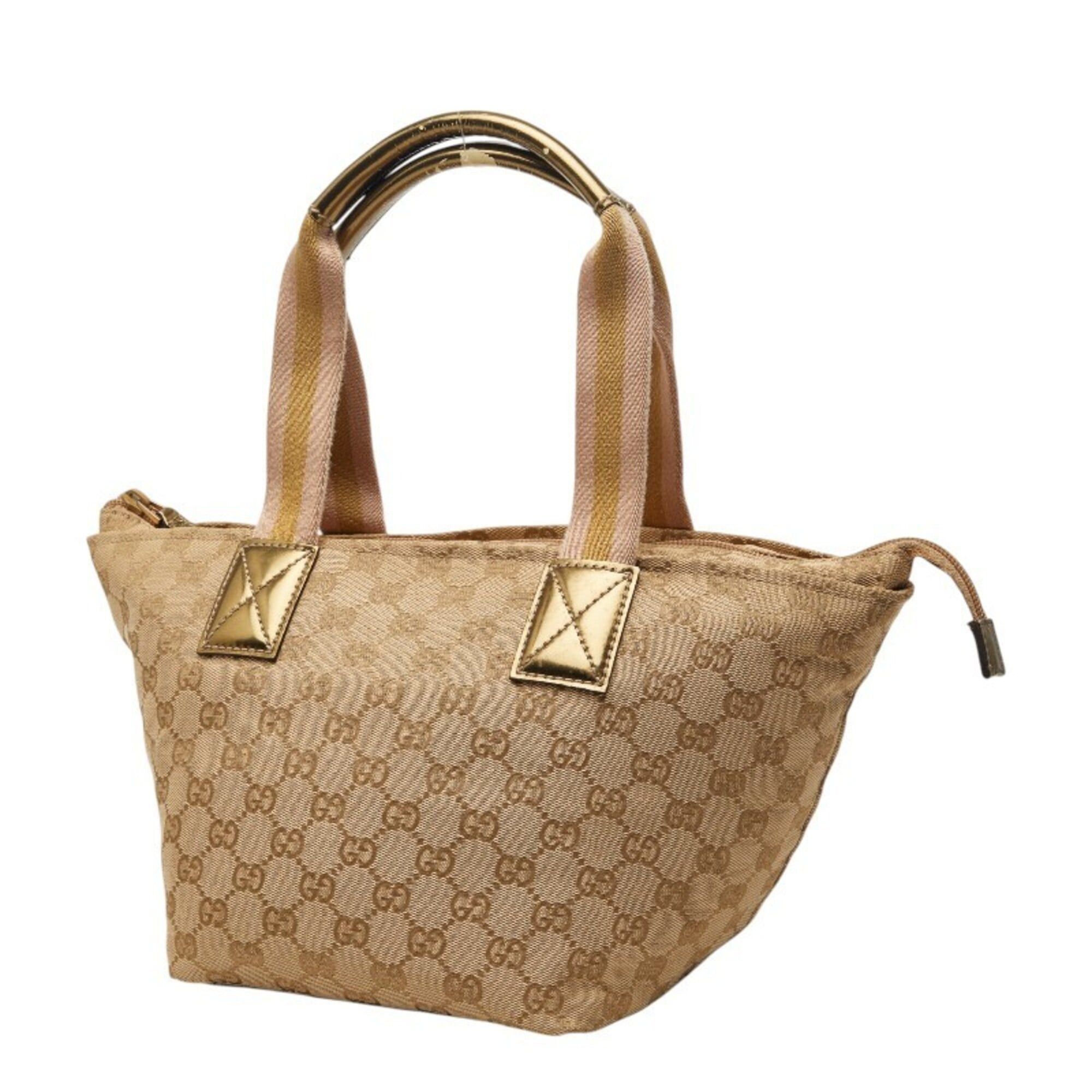 Gucci Gucci GG Canvas Handbag 131228 Beige Gold Leather Women's GUCCI Size ONE SIZE - 2 Thumbnail
