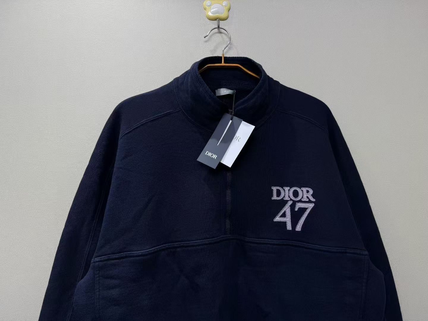 Dior DIOR Navy Blue Embroidered 47 Letter Half-Zip Sweatshirt Size US L / EU 52-54 / 3 - 2 Thumbnail