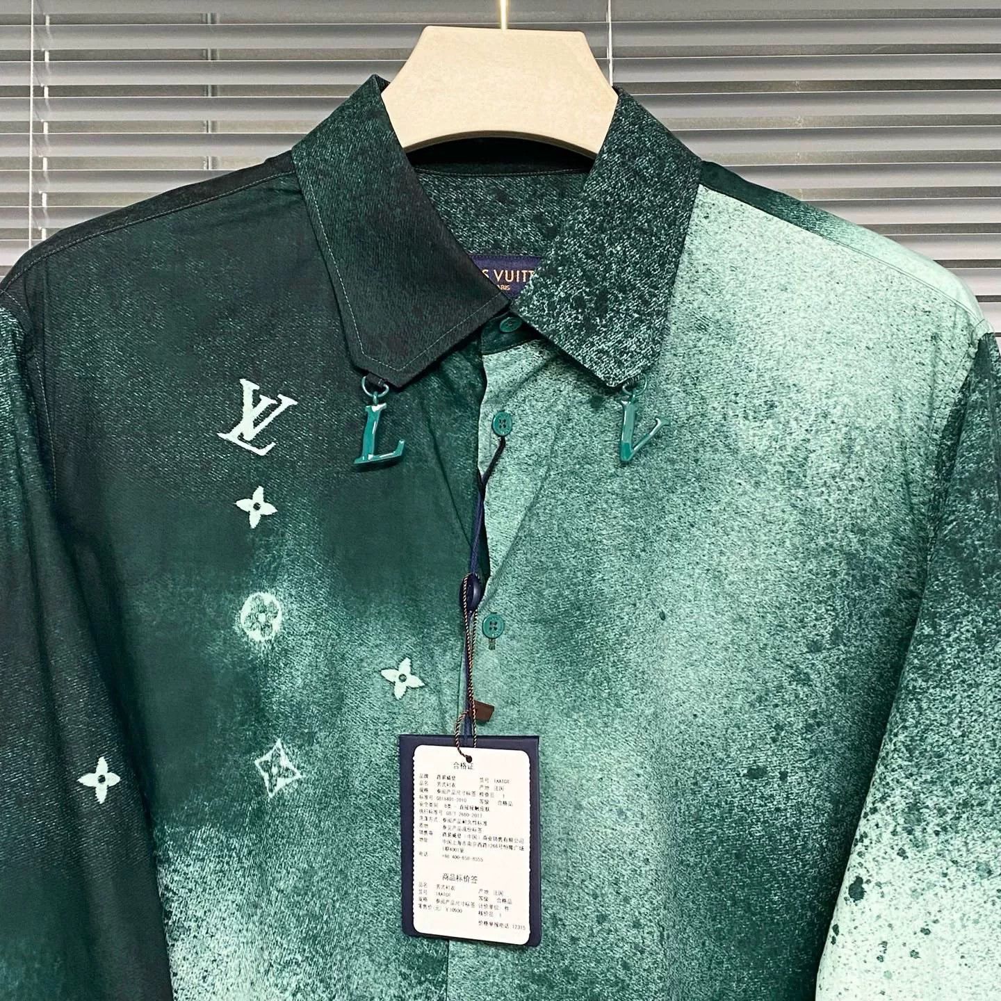 Louis Vuitton LV Green Ink Wash Gradient Long-Sleeve Shirt Size US L / EU 52-54 / 3 - 3 Thumbnail
