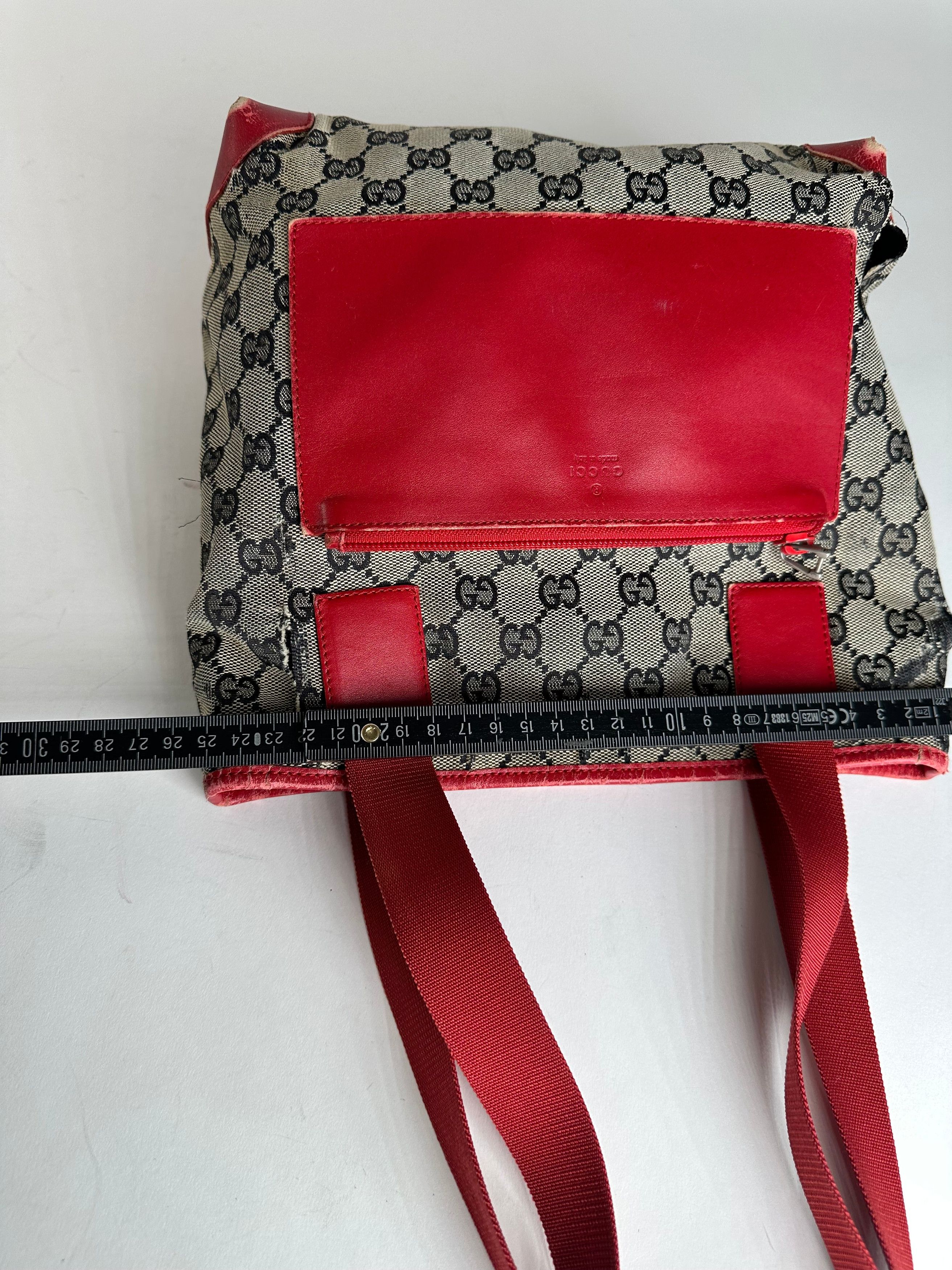 Gucci Vintage Monogram Leather Canvas Handbag Grey Black Red Size ONE SIZE - 15 Thumbnail
